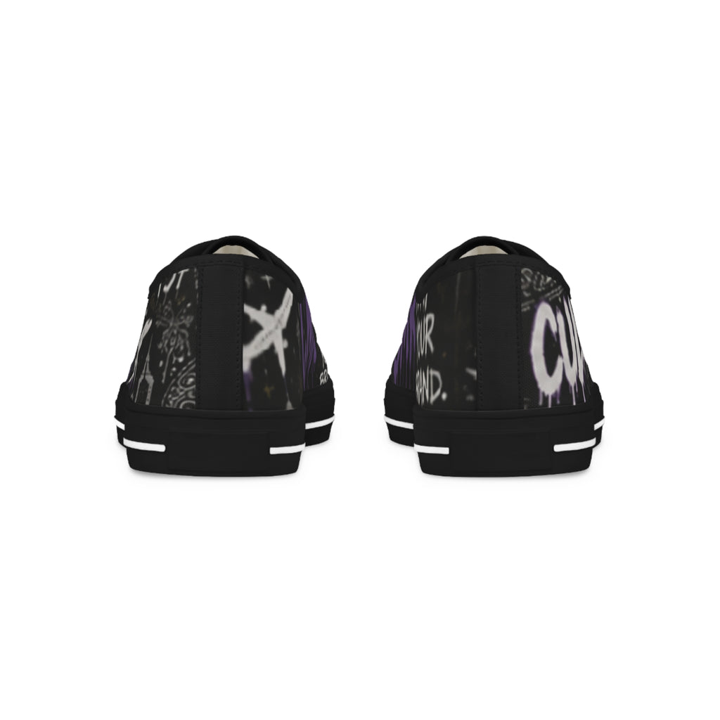 Graffiti Purple Black Men's Low Top Sneakers — Urban Street Style Shoes