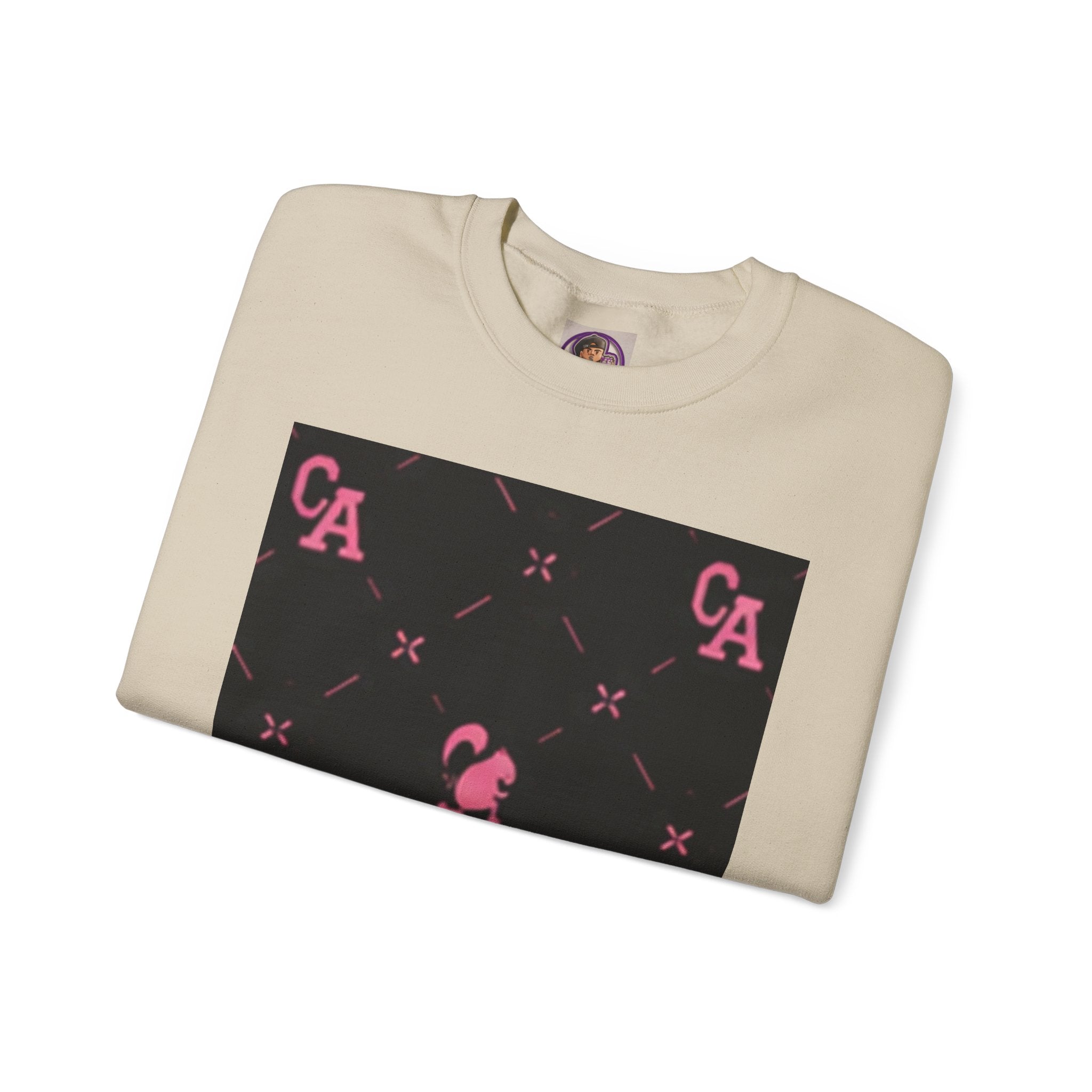 Crewneck Sweatshirt — Pink Monogram Block Print on Black