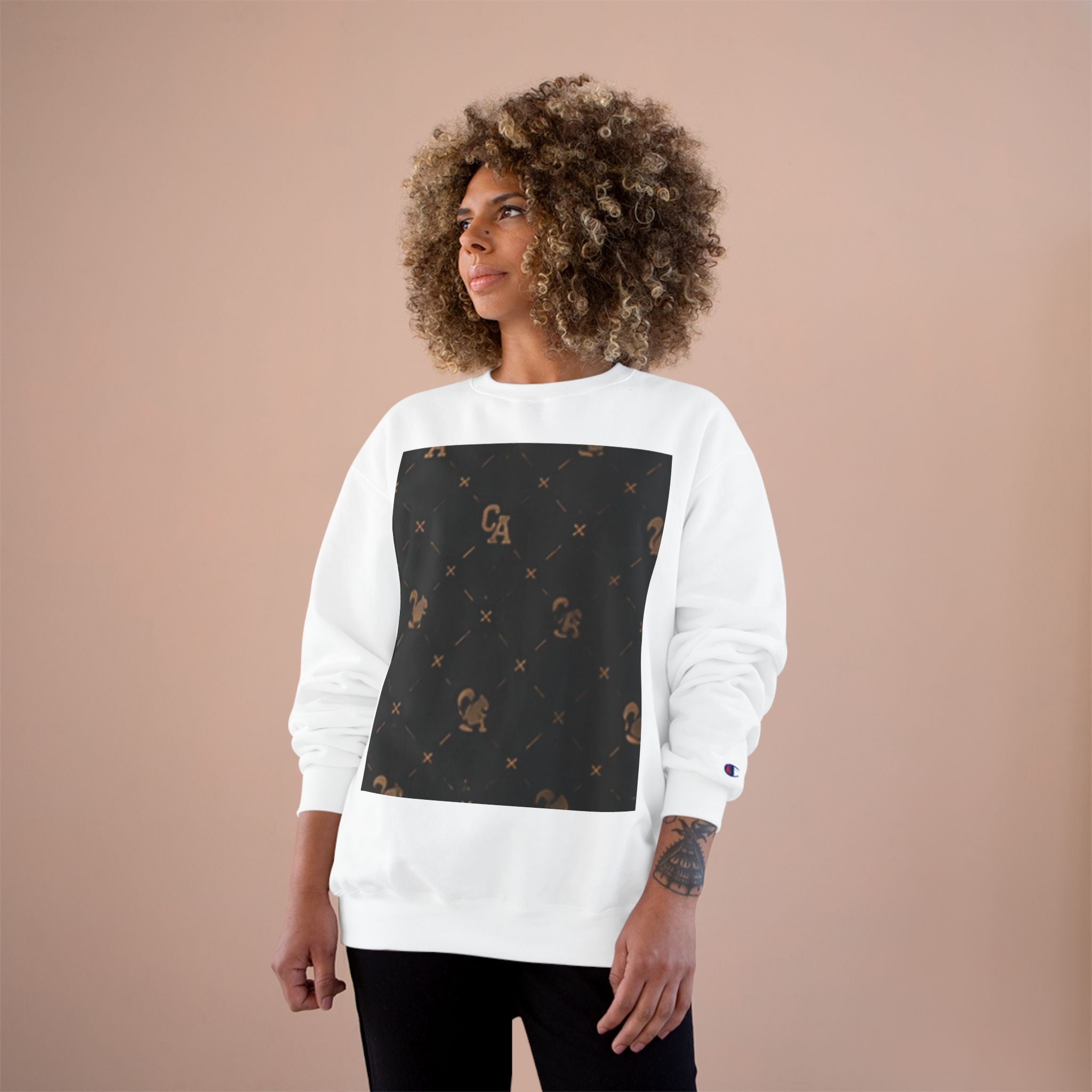 Champion Sweatshirt — Subtle Rust Fleck Square Graphic Crewneck