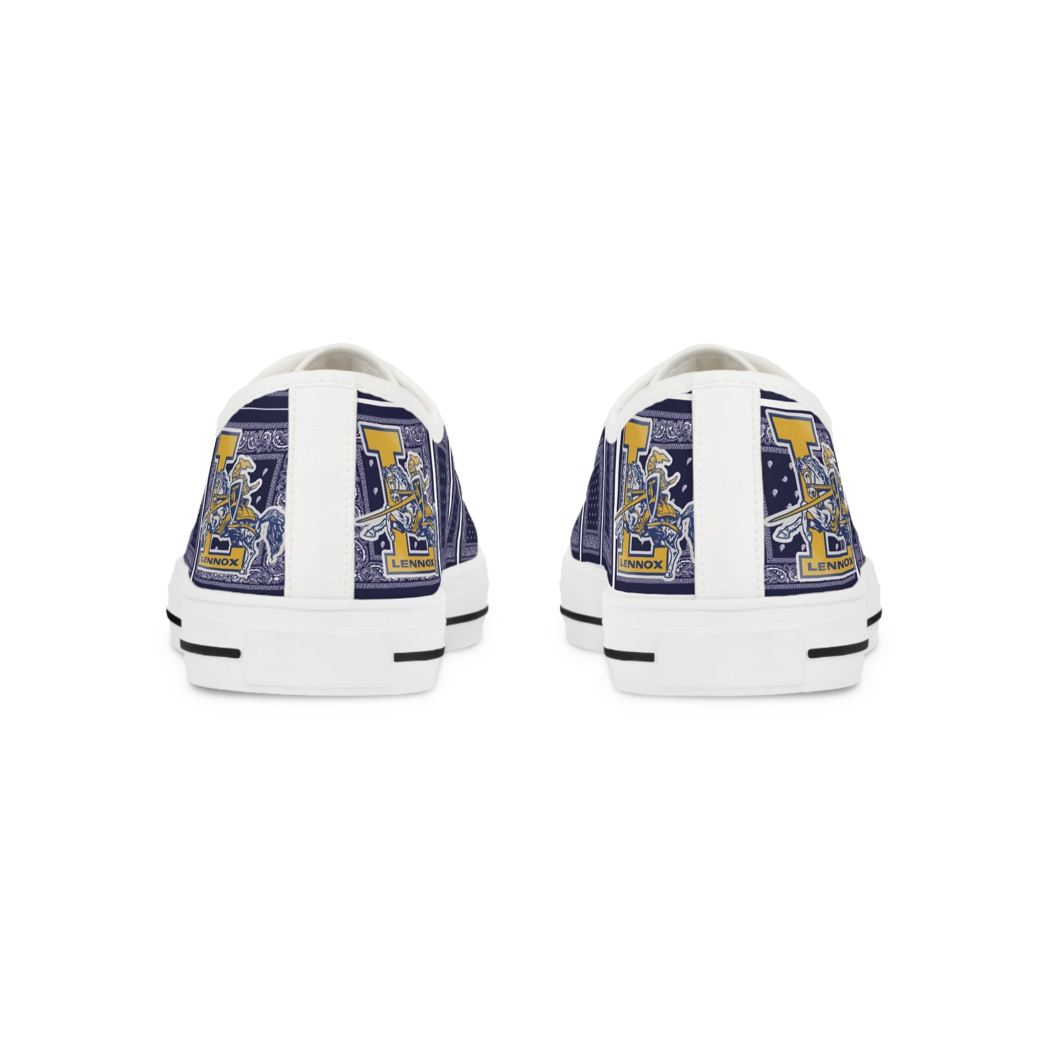 Bandana Patchwork Low Top Sneakers — Men's Casual Navy Graphic Shoes
