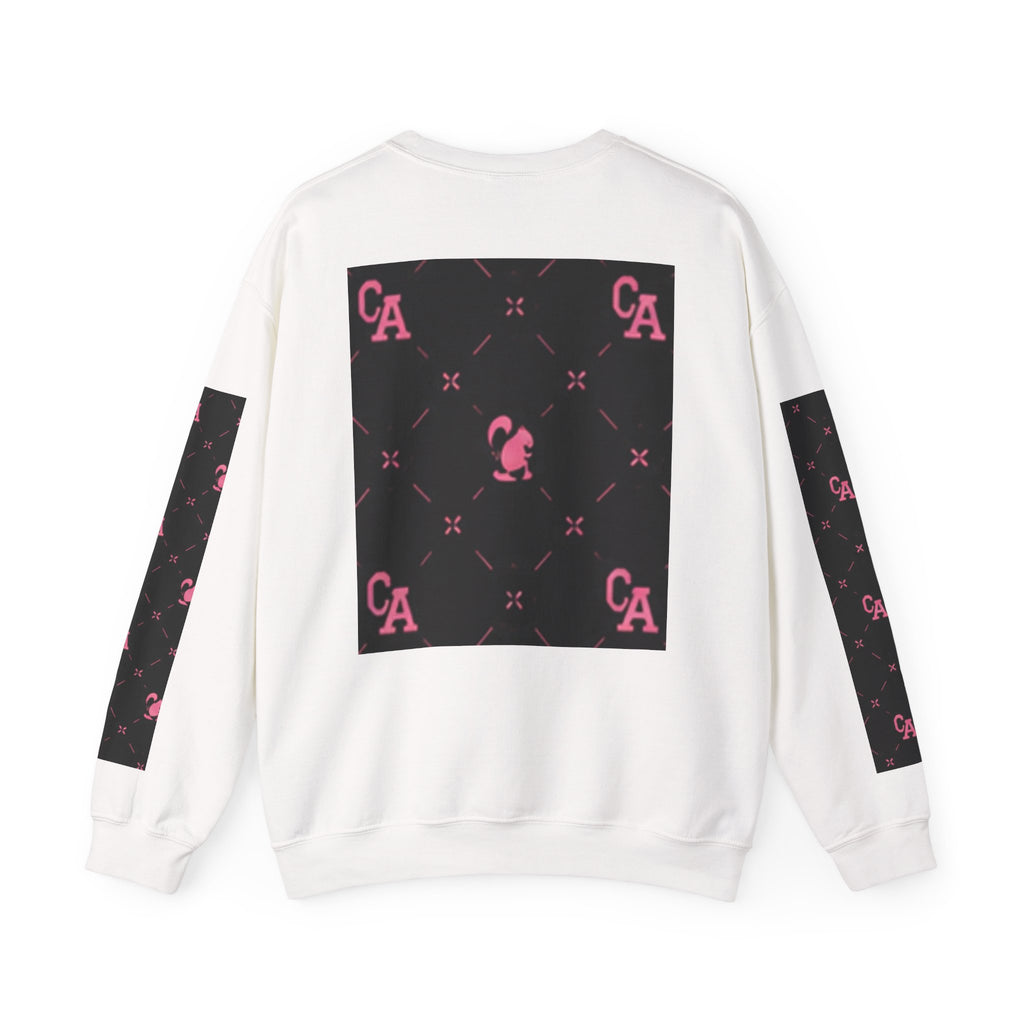 Crewneck Sweatshirt — Pink Monogram Block Print on Black
