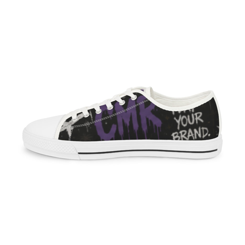 Graffiti Purple Black Men's Low Top Sneakers — Urban Street Style Shoes