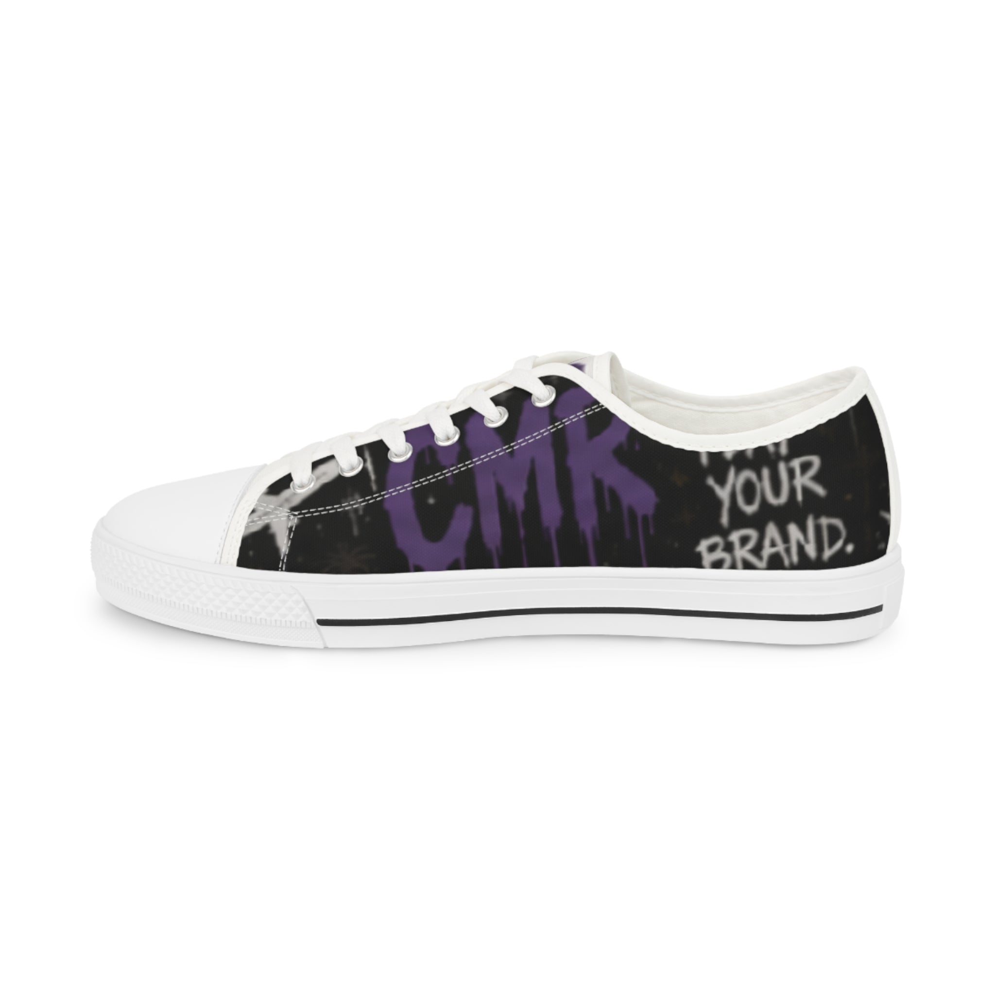 Graffiti Purple Black Men's Low Top Sneakers — Urban Street Style Shoes