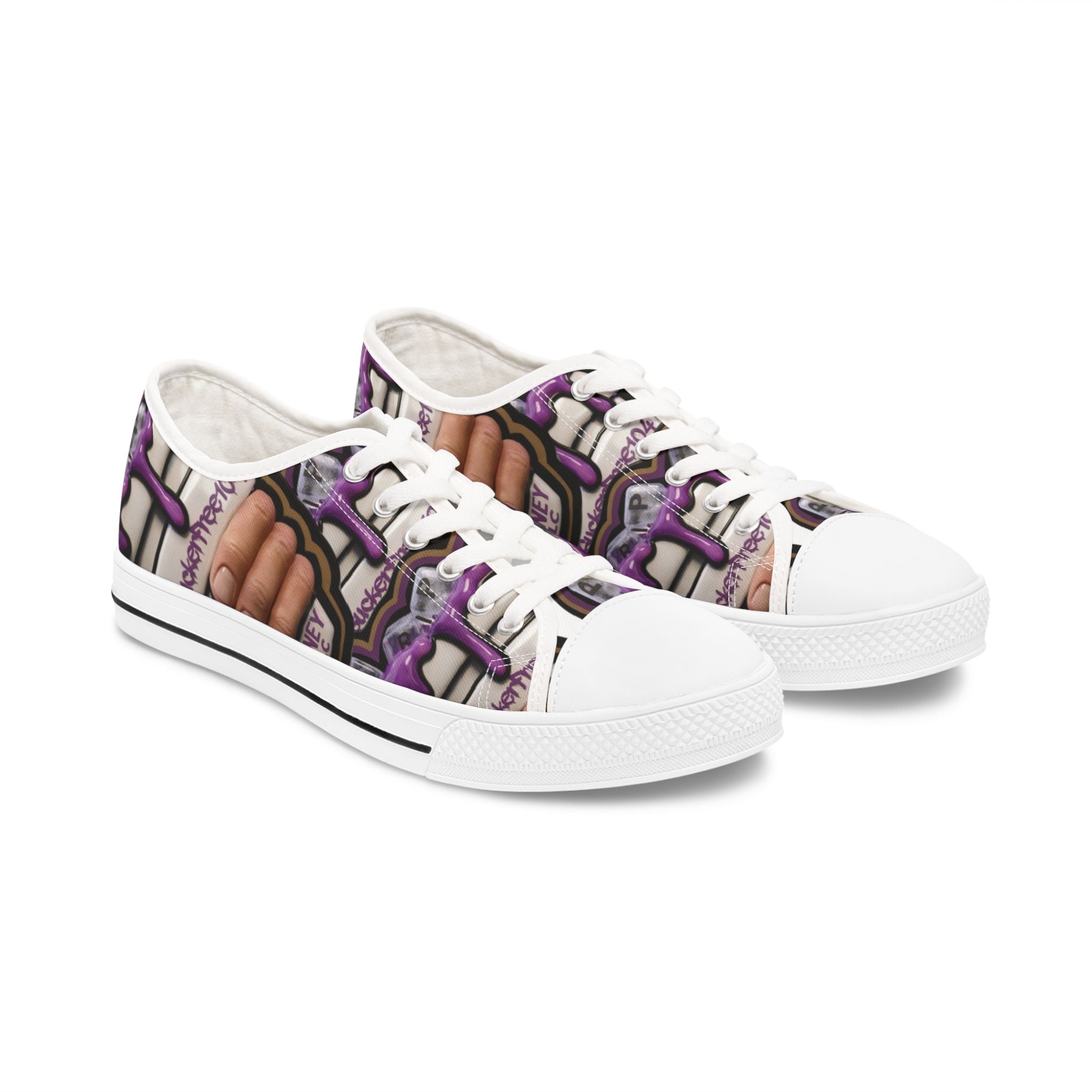 Low Top Sneakers — Purple Cupcake Pattern Casual Shoes