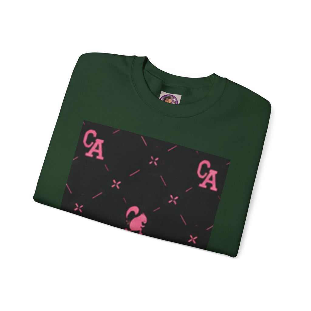 Crewneck Sweatshirt — Pink Monogram Block Print on Black