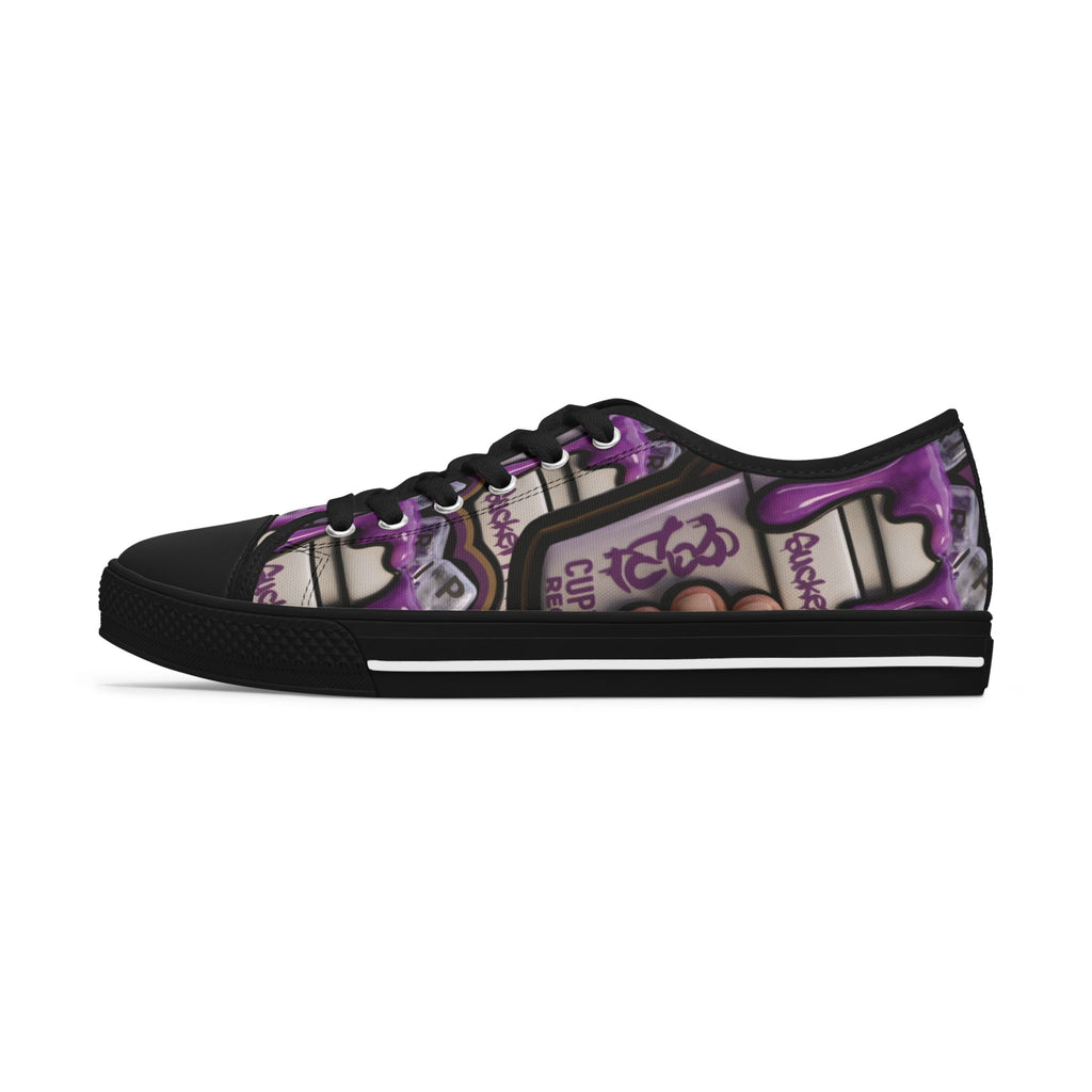 Low Top Sneakers — Purple Cupcake Pattern Casual Shoes