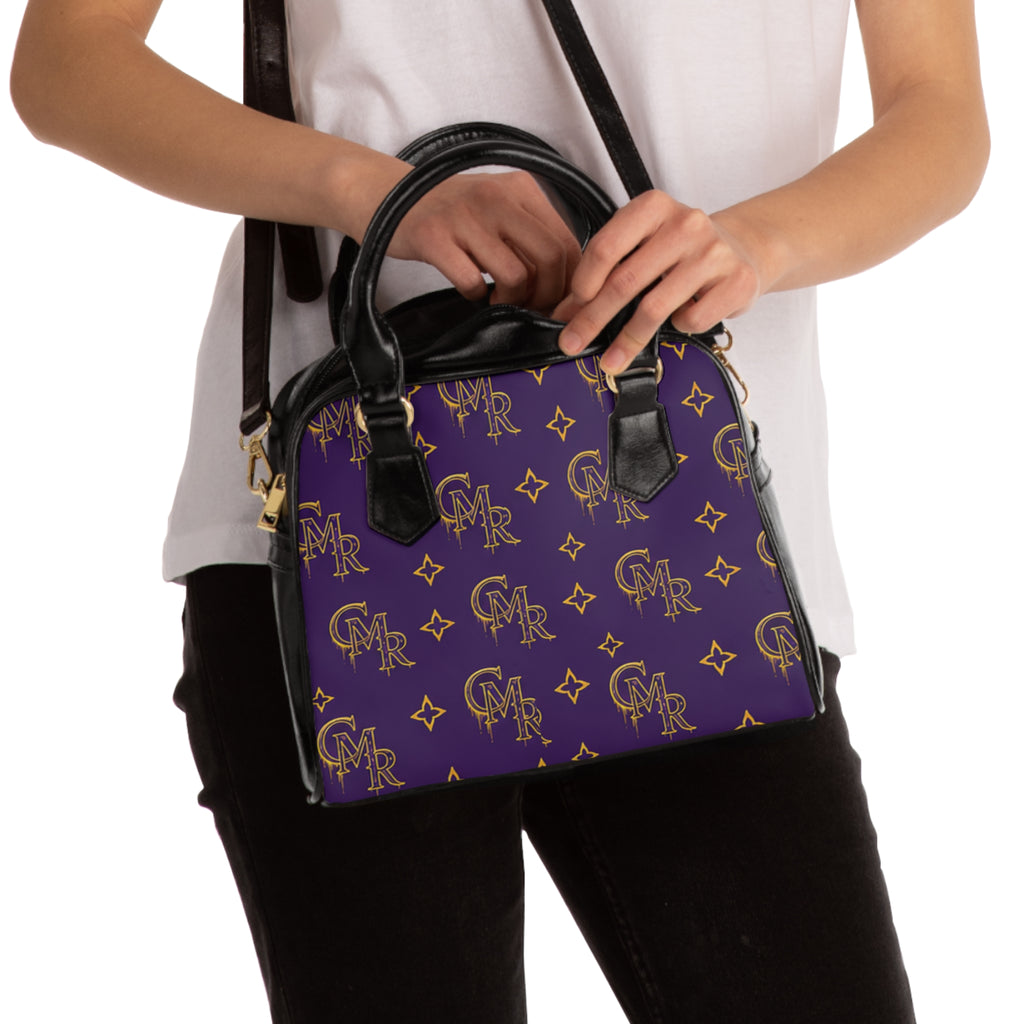 Monogram Purple Shoulder Handbag - Luxury Patterned Satchel