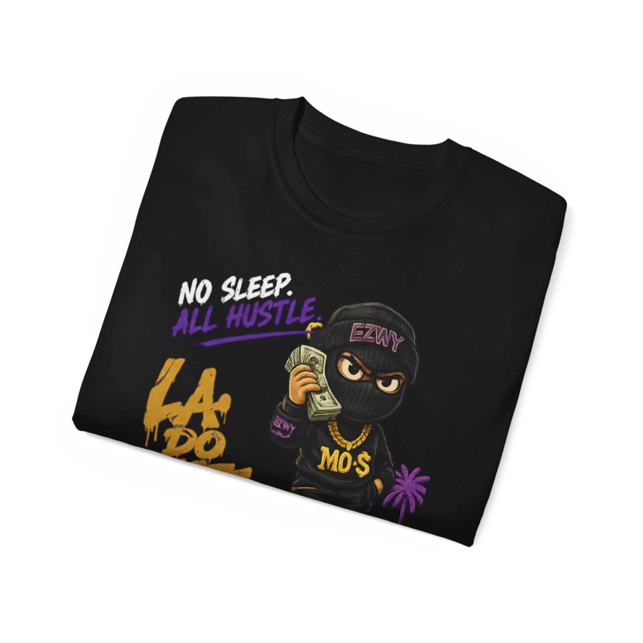 Hustle Bear Tee — 'No Sleep, All Hustle' LA Streetwear T-Shirt