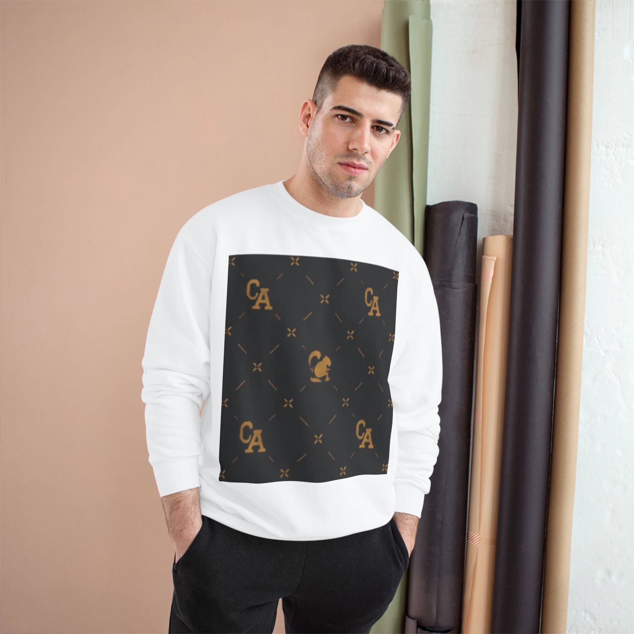 Champion Sweatshirt — Gold Monogram Luxury Pattern Crewneck