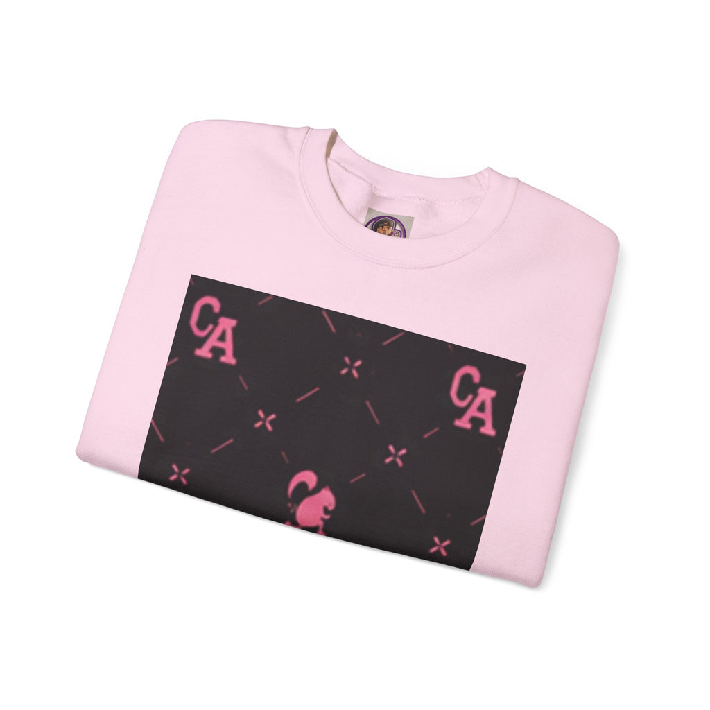 Crewneck Sweatshirt — Pink Monogram Block Print on Black