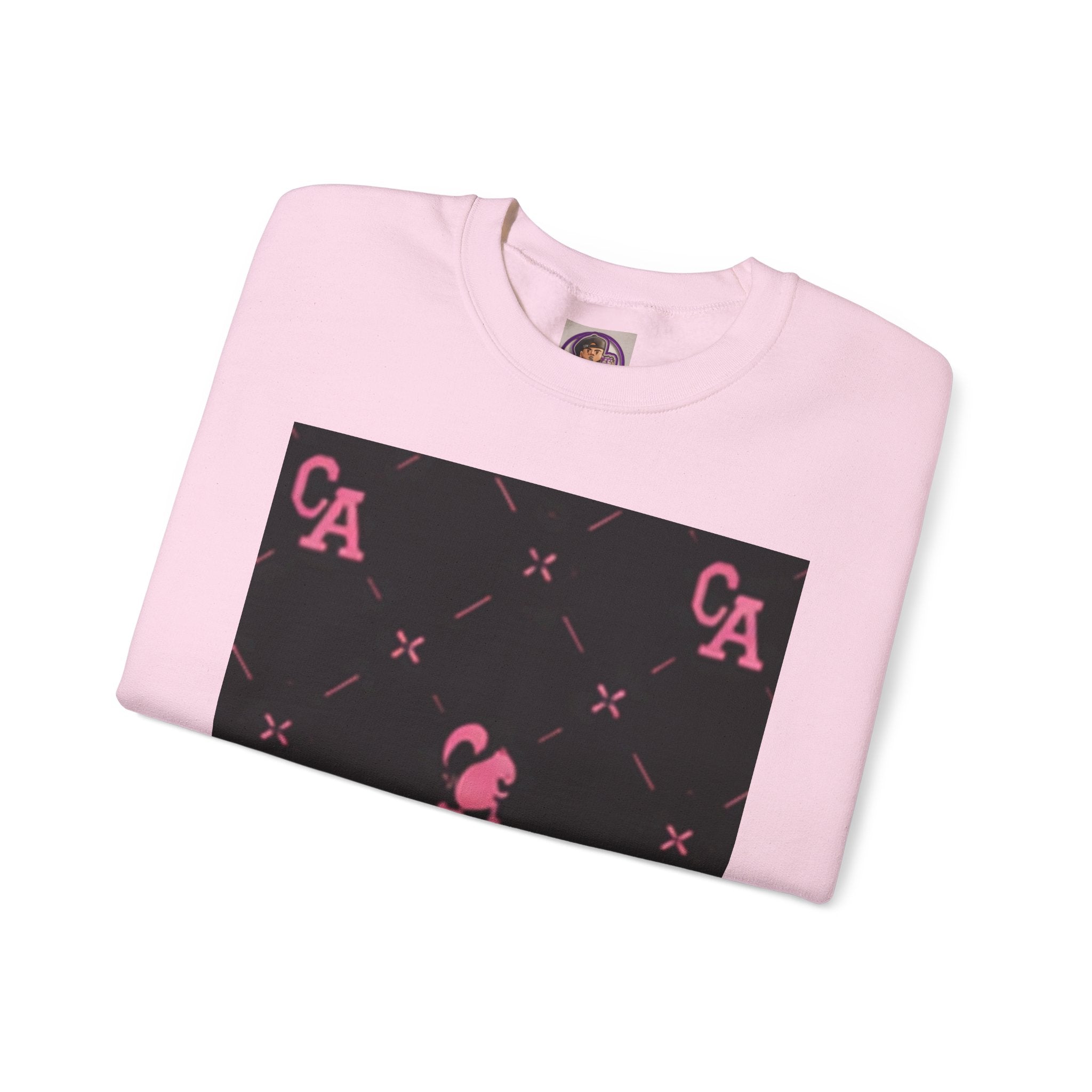 Crewneck Sweatshirt — Pink Monogram Block Print on Black