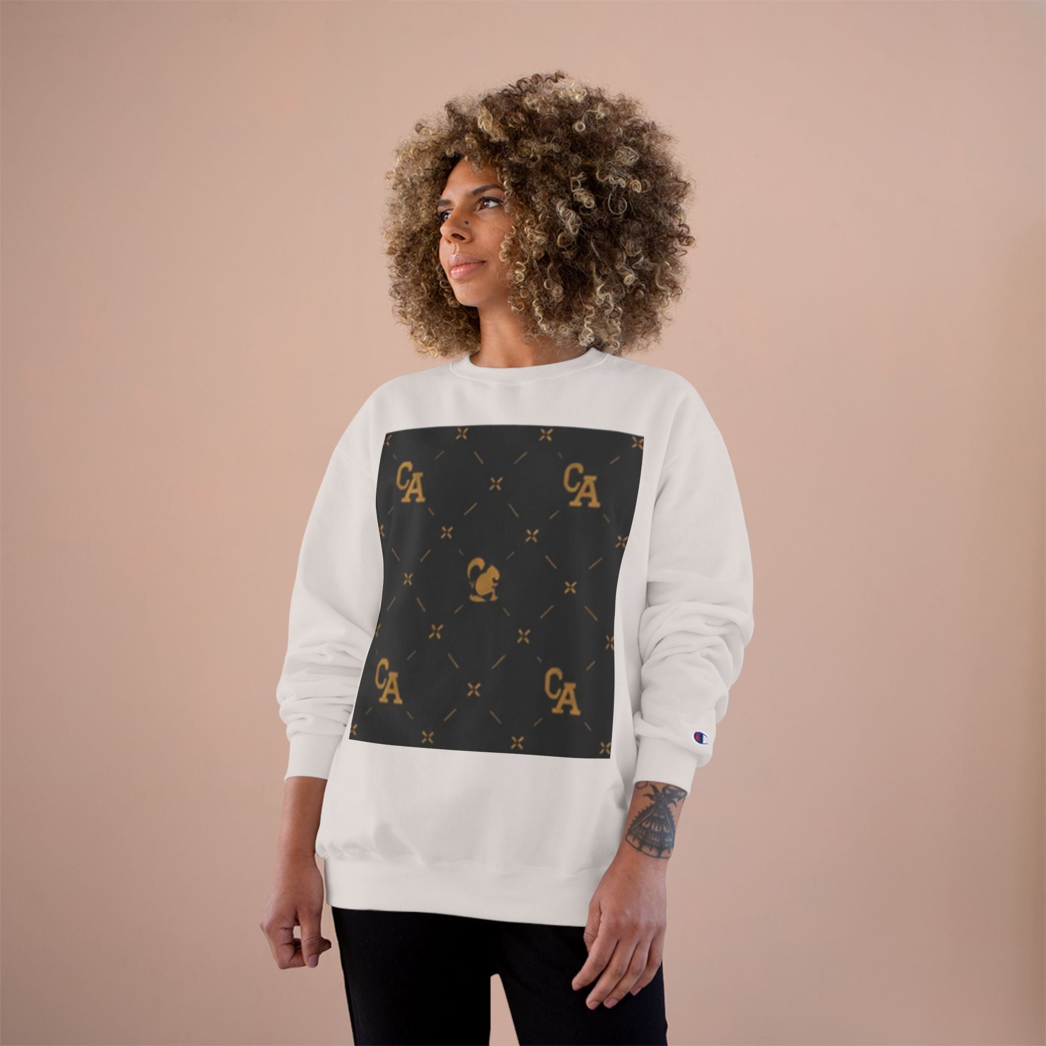 Champion Sweatshirt — Gold Monogram Luxury Pattern Crewneck
