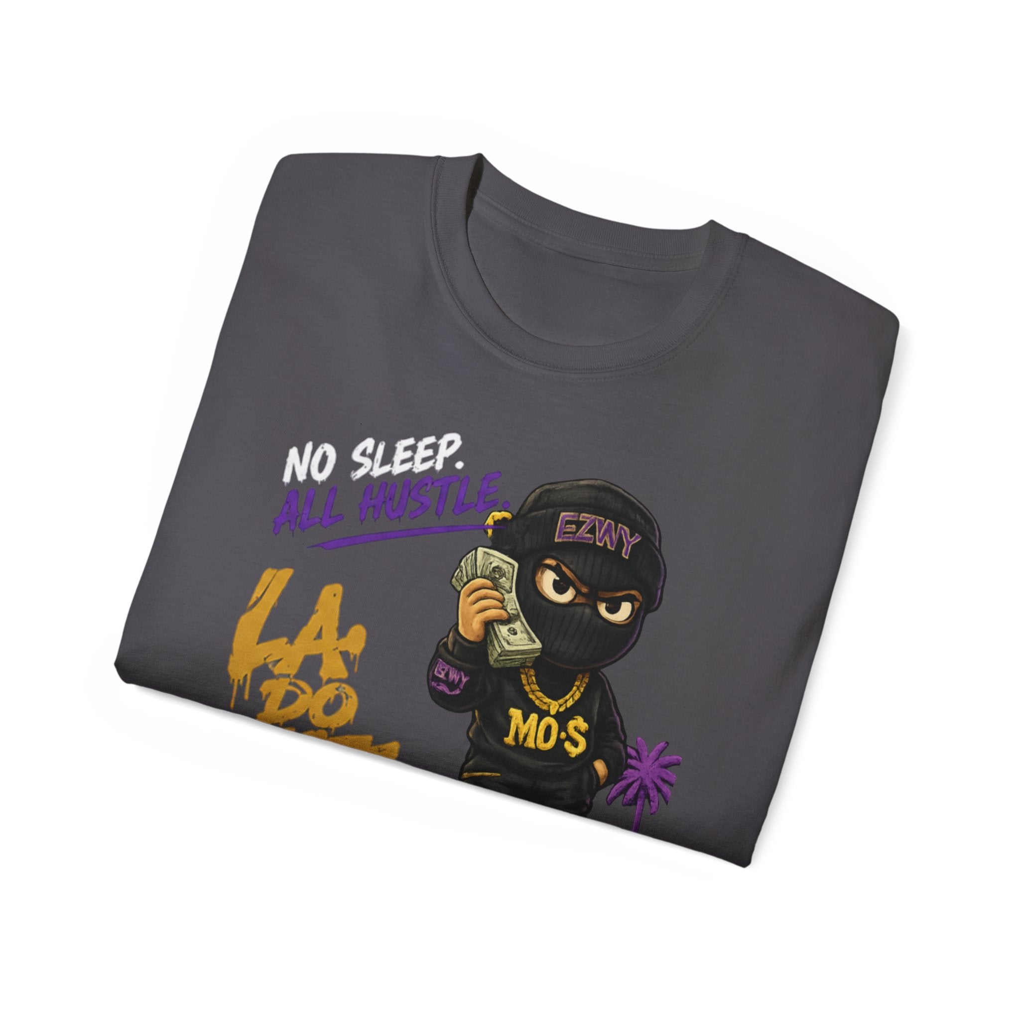 Hustle Bear Tee — 'No Sleep, All Hustle' LA Streetwear T-Shirt