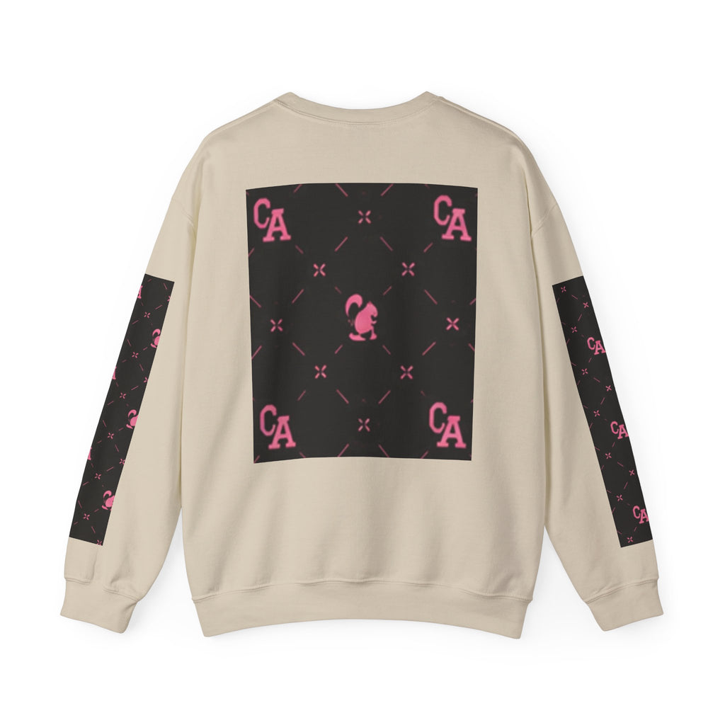 Crewneck Sweatshirt — Pink Monogram Block Print on Black