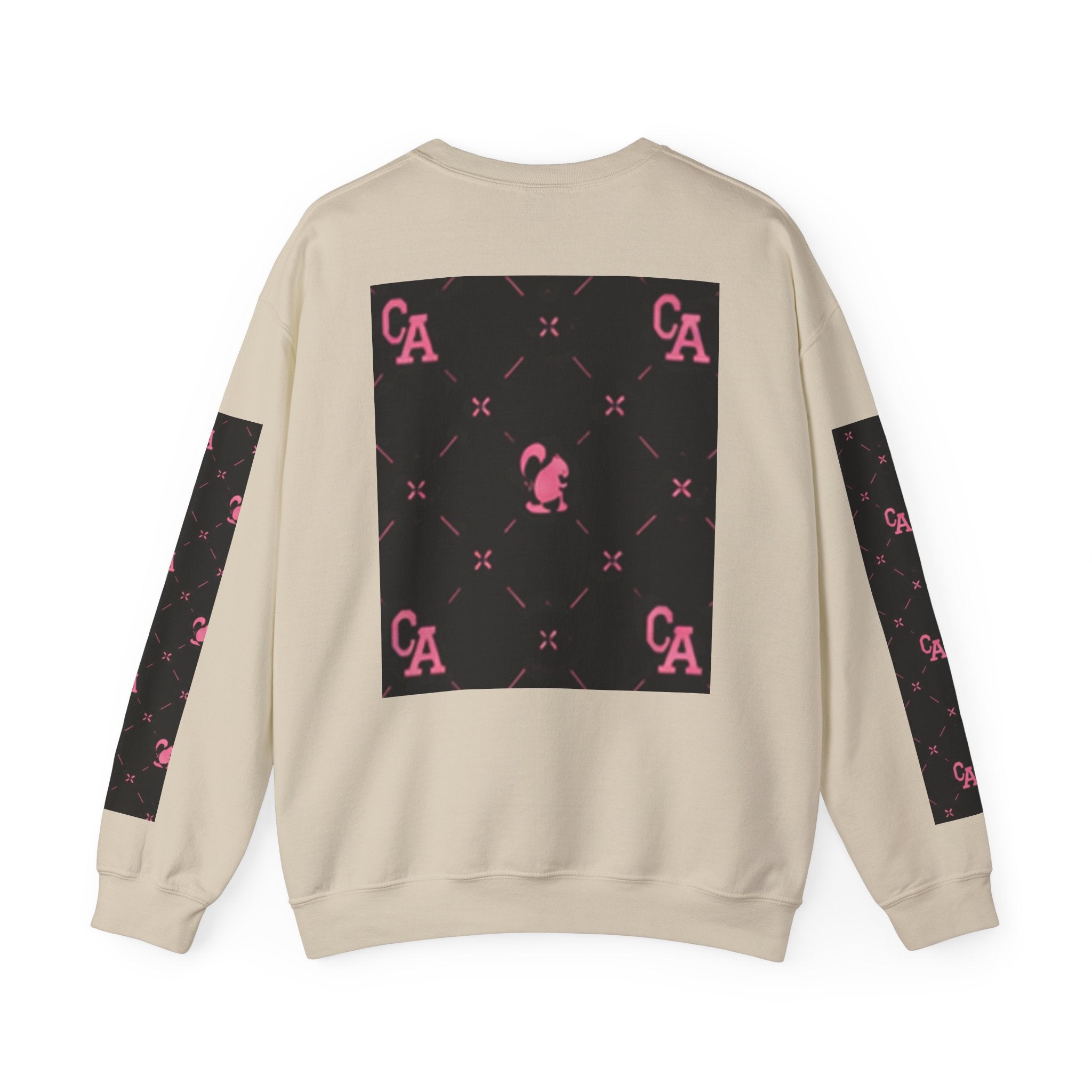Crewneck Sweatshirt — Pink Monogram Block Print on Black