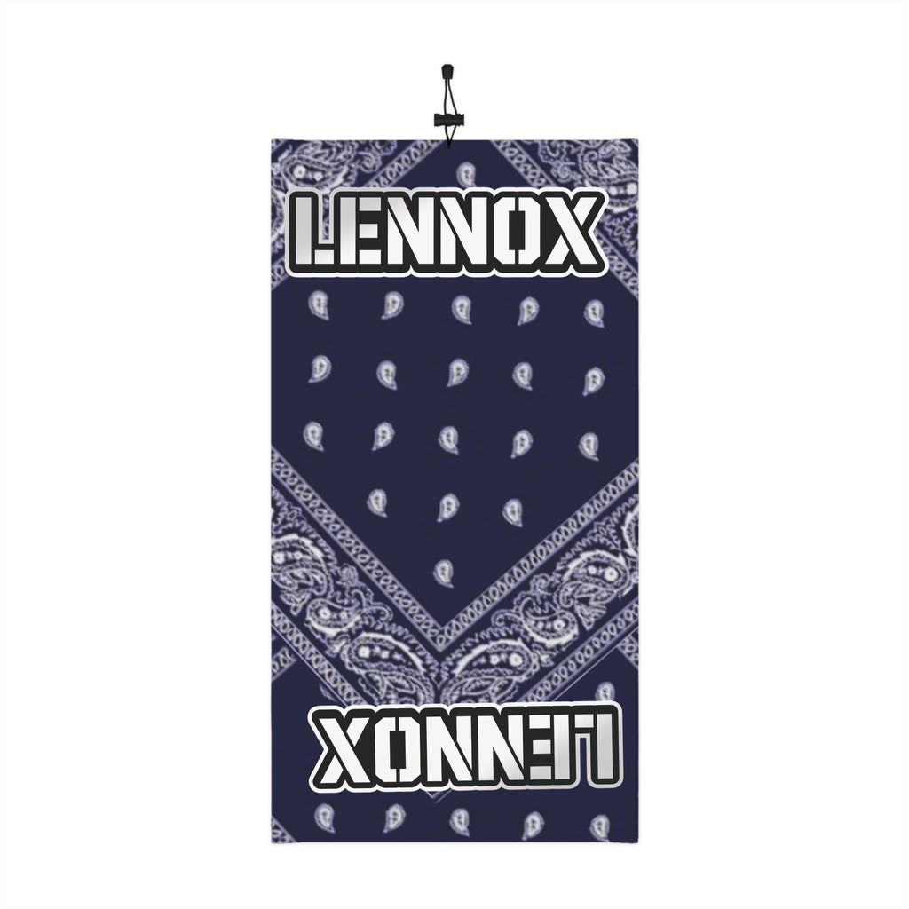 Lennox Navy Bandana-Print Winter Neck Gaiter with Drawstring