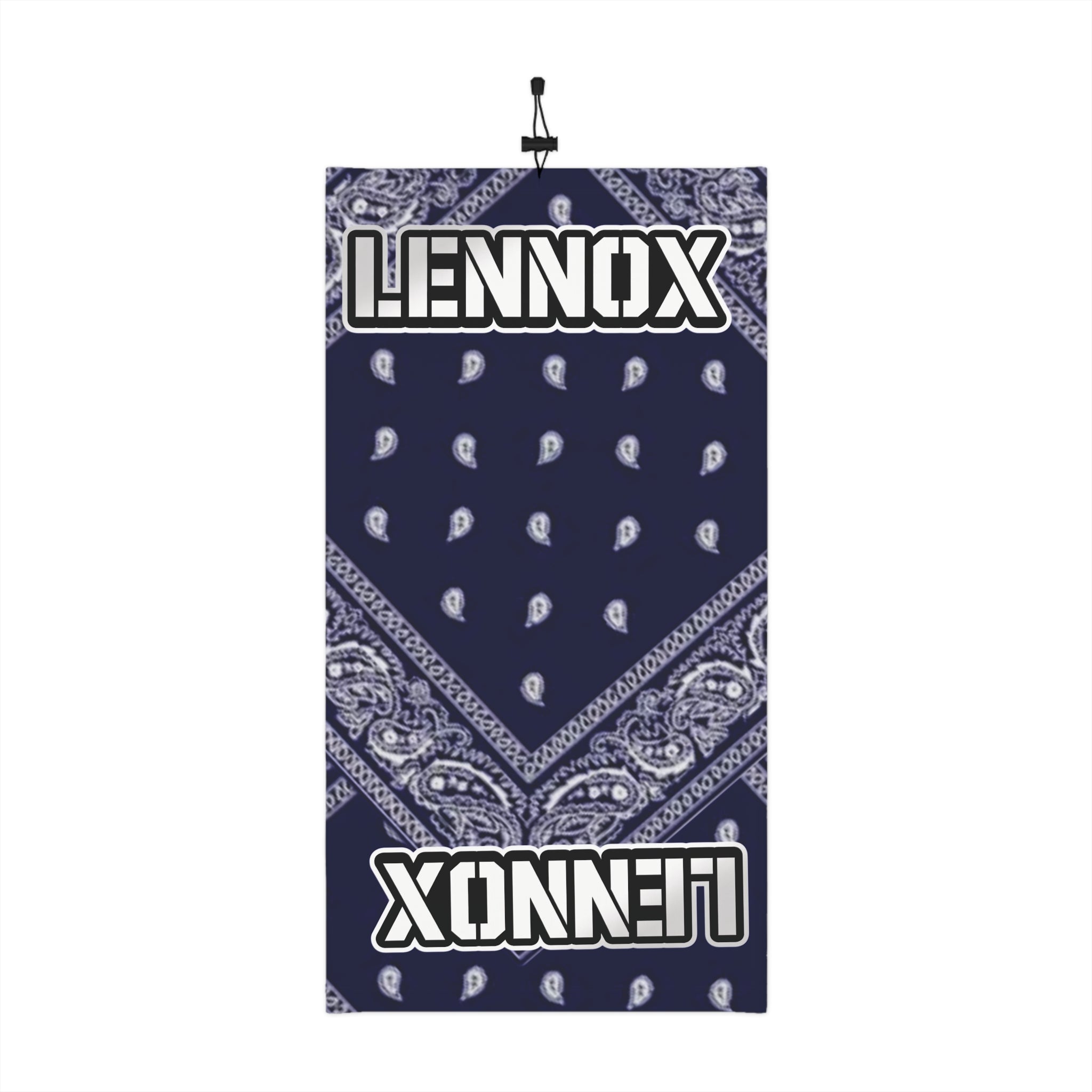 Lennox Navy Bandana-Print Winter Neck Gaiter with Drawstring