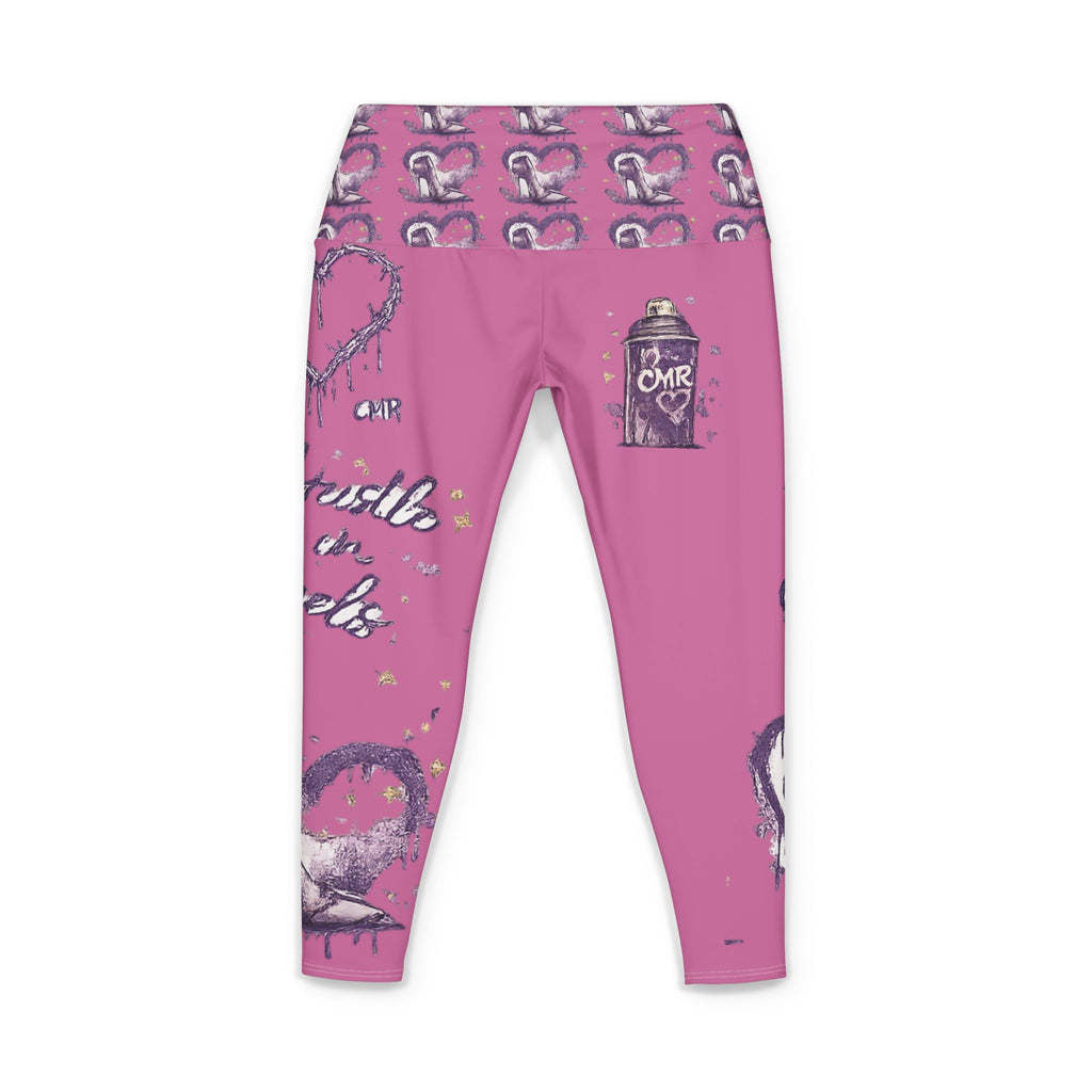 Pink Graffiti Heart Yoga Pants — CMR Spray Art All-Over Print