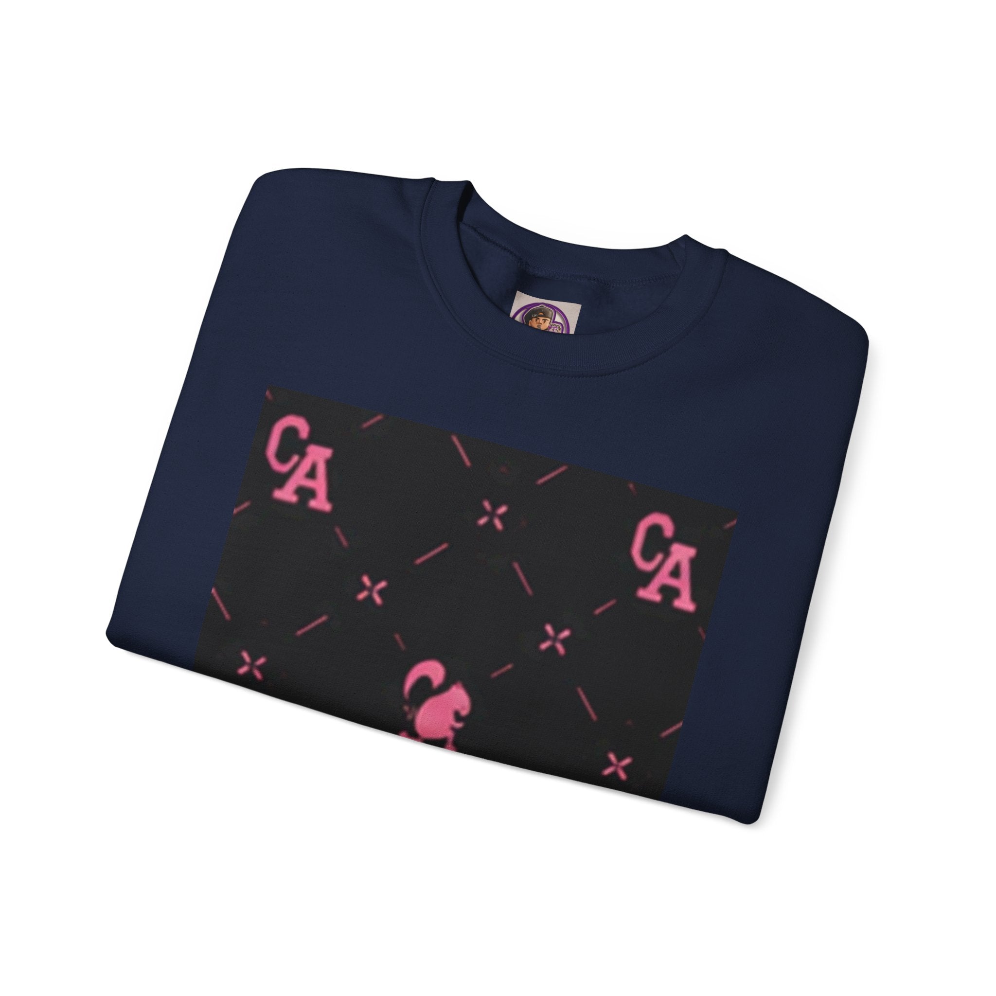 Crewneck Sweatshirt — Pink Monogram Block Print on Black