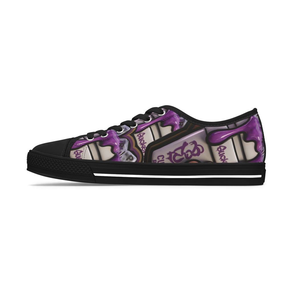 Low Top Sneakers — Purple Cupcake Pattern Casual Shoes