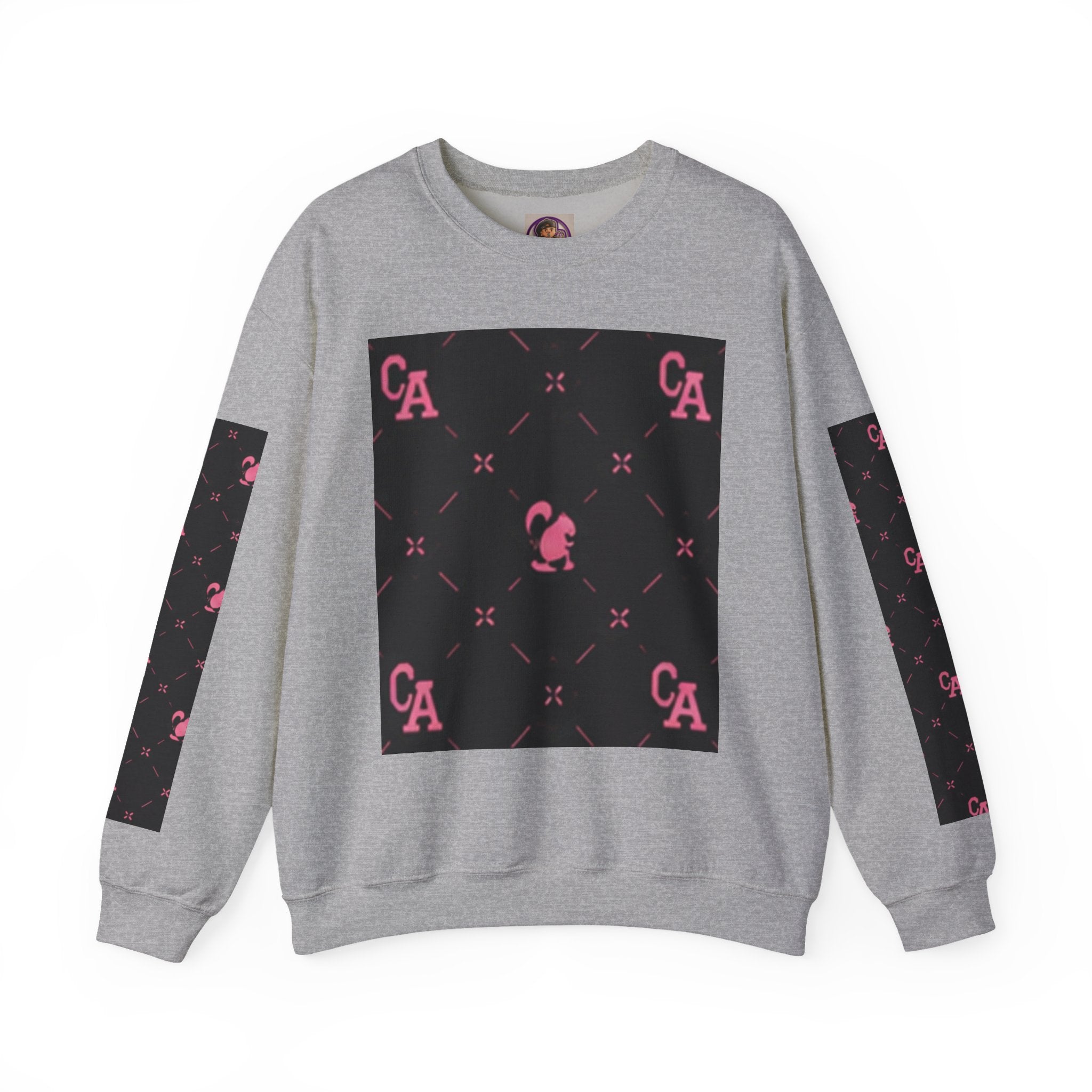 Crewneck Sweatshirt — Pink Monogram Block Print on Black