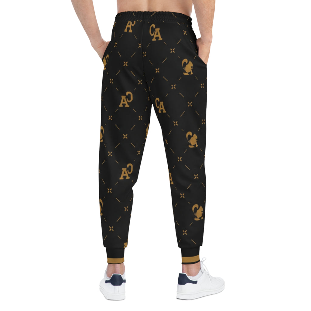 Luxury Black & Gold Monogram Joggers — CA Pattern Athletic Pants
