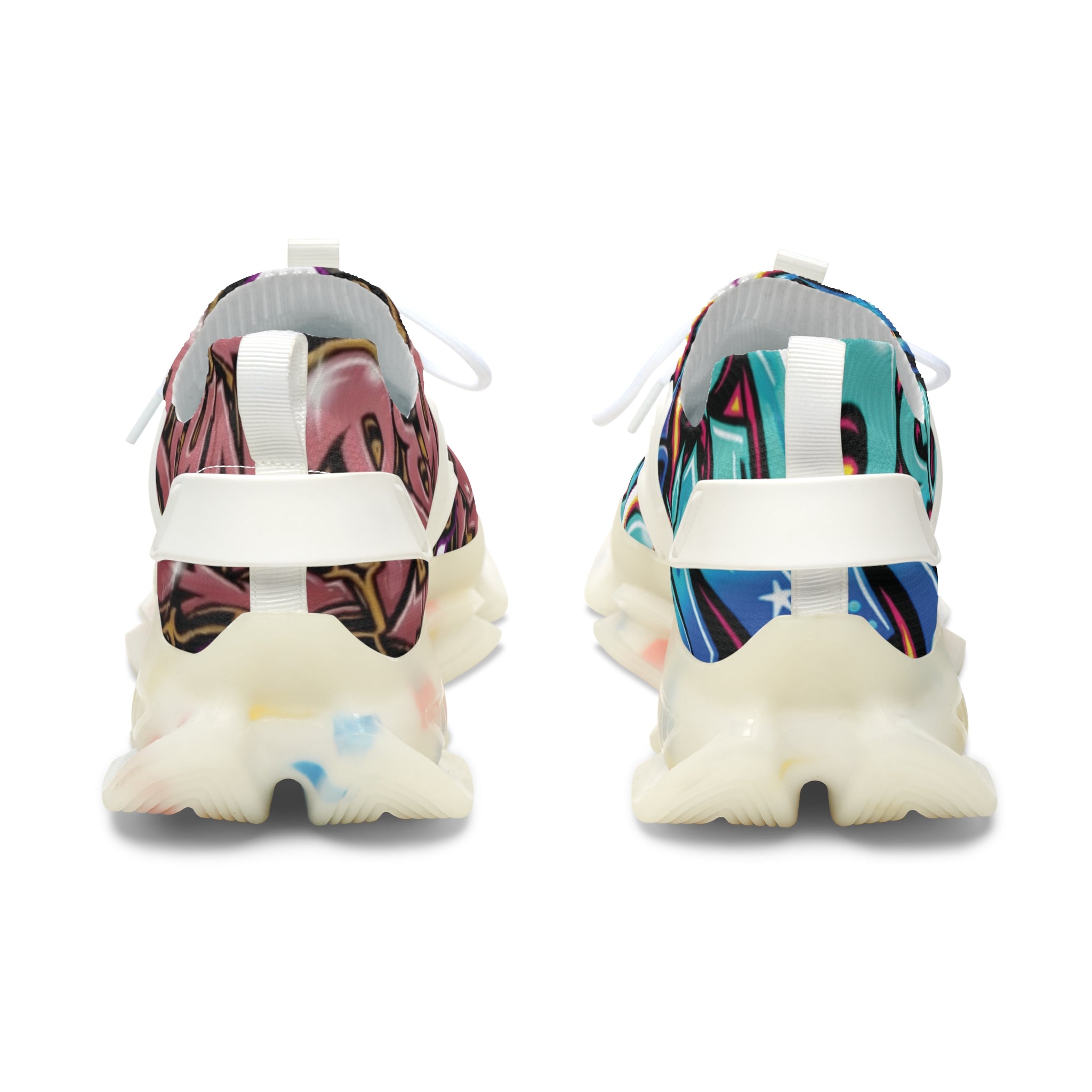 Women's Mesh Sneakers — Colorful Graffiti Print Athletic Shoes