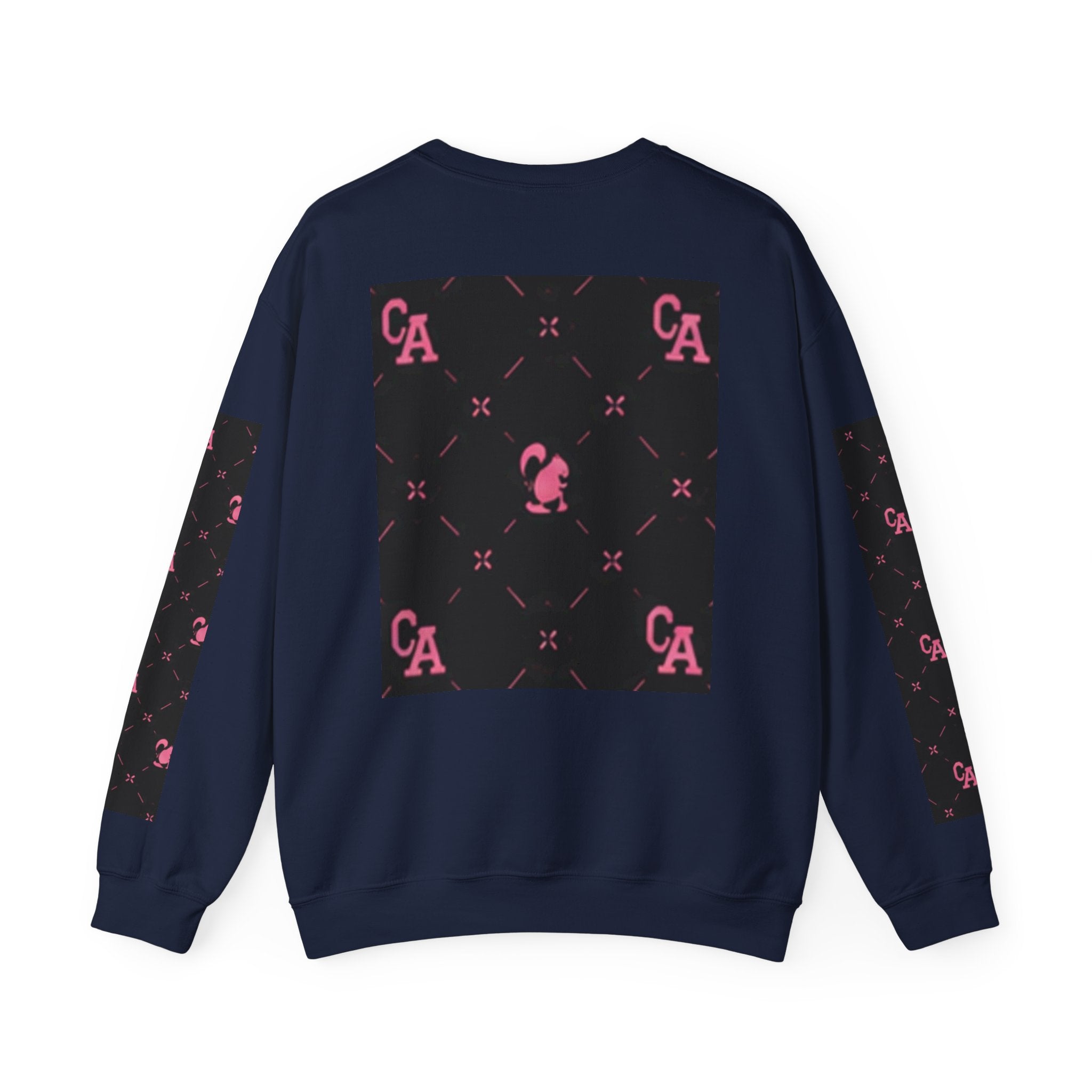 Crewneck Sweatshirt — Pink Monogram Block Print on Black