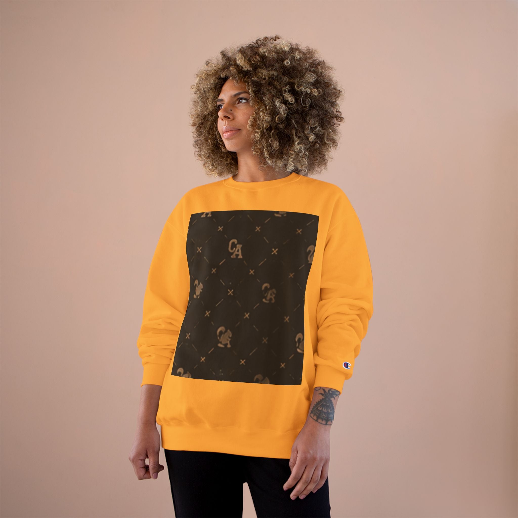 Champion Sweatshirt — Subtle Rust Fleck Square Graphic Crewneck