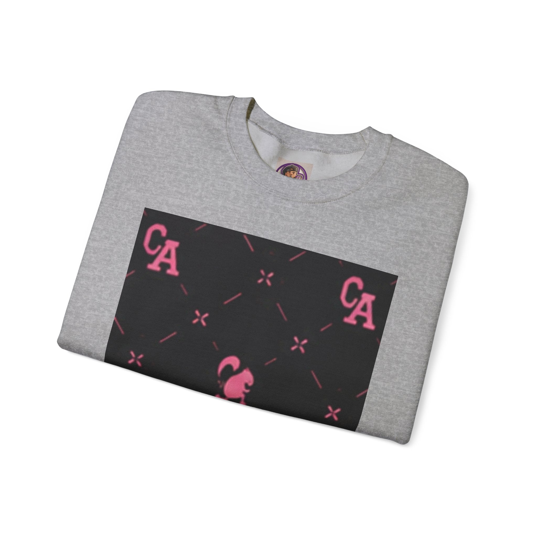 Crewneck Sweatshirt — Pink Monogram Block Print on Black