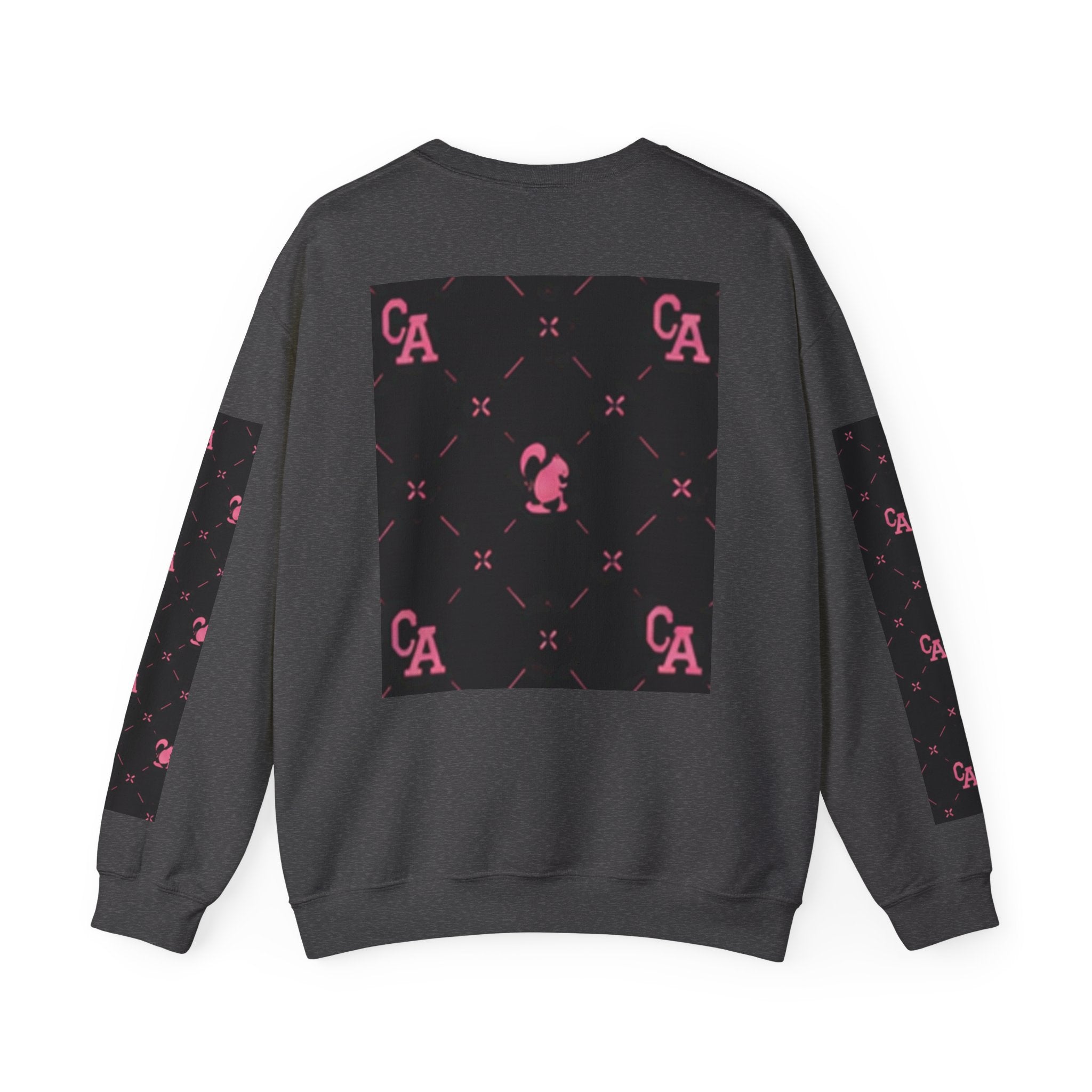 Crewneck Sweatshirt — Pink Monogram Block Print on Black