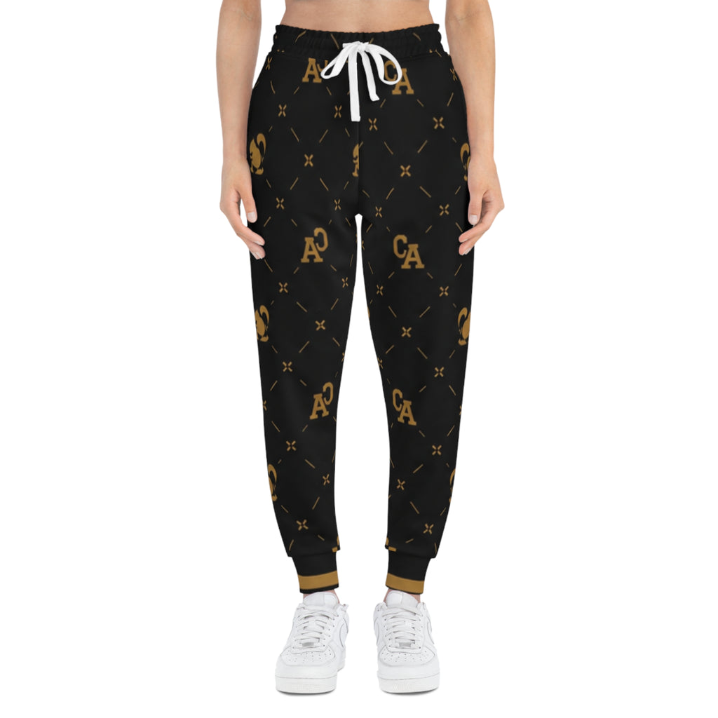 Luxury Black & Gold Monogram Joggers — CA Pattern Athletic Pants
