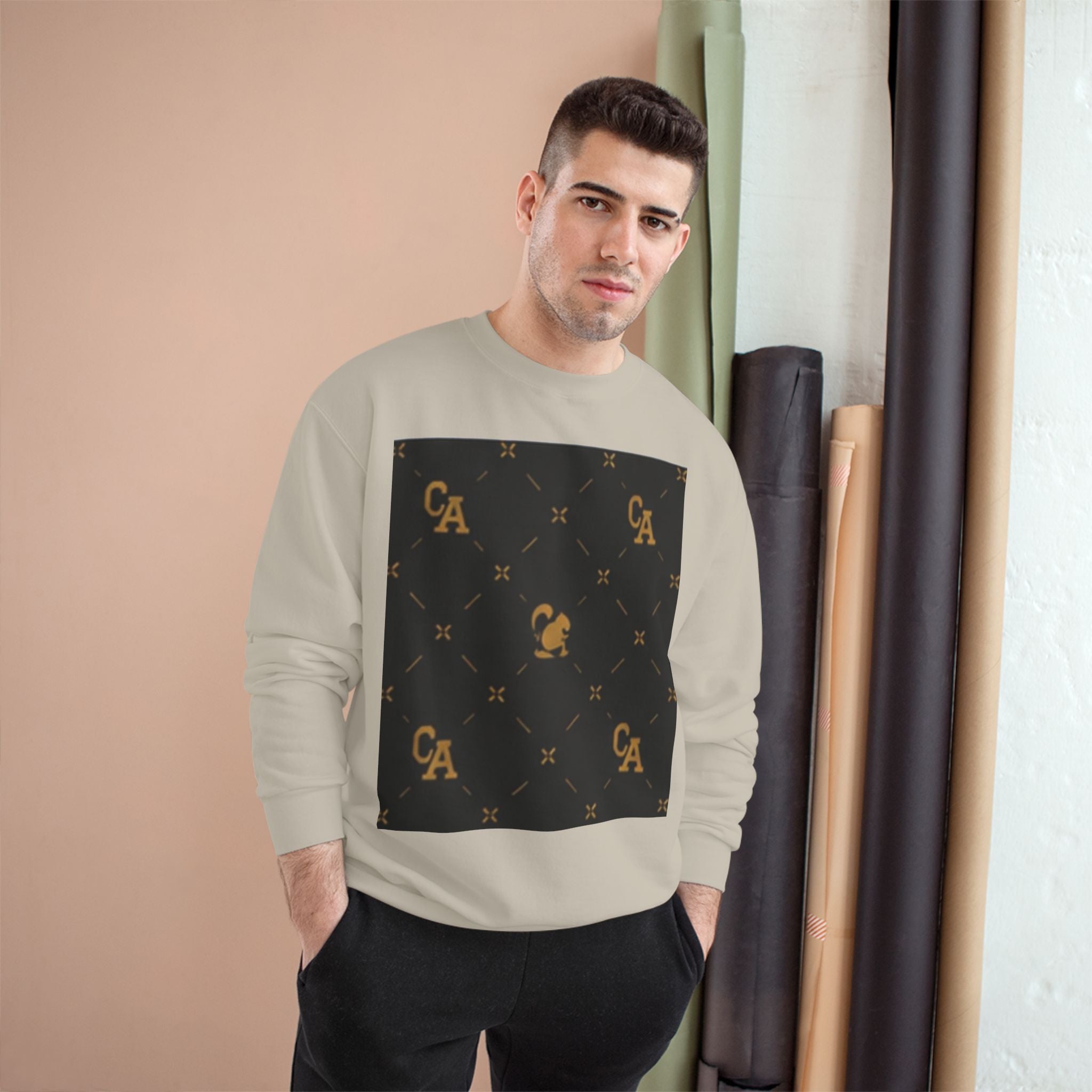 Champion Sweatshirt — Gold Monogram Luxury Pattern Crewneck