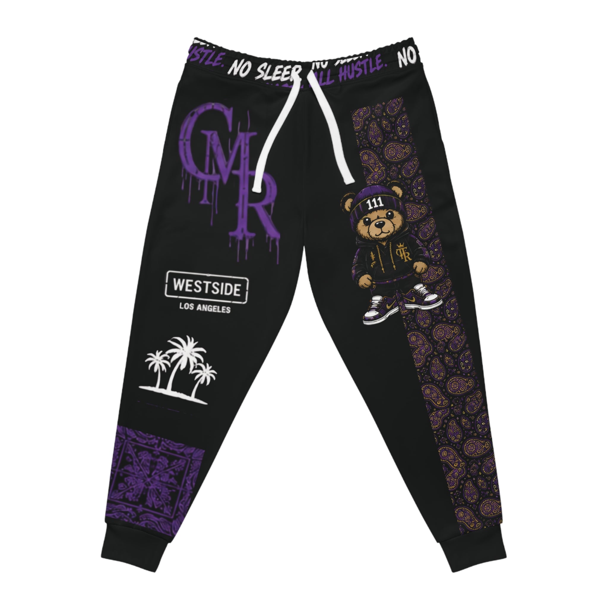 Streetwear Joggers — 'No Sleep All Hustle' LA Westside Graphic Athletic Pants