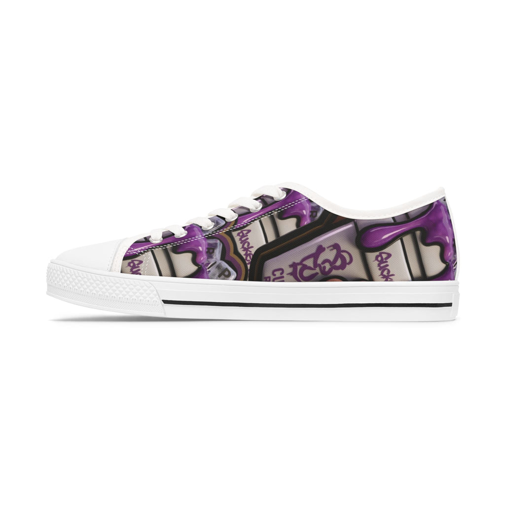 Low Top Sneakers — Purple Cupcake Pattern Casual Shoes