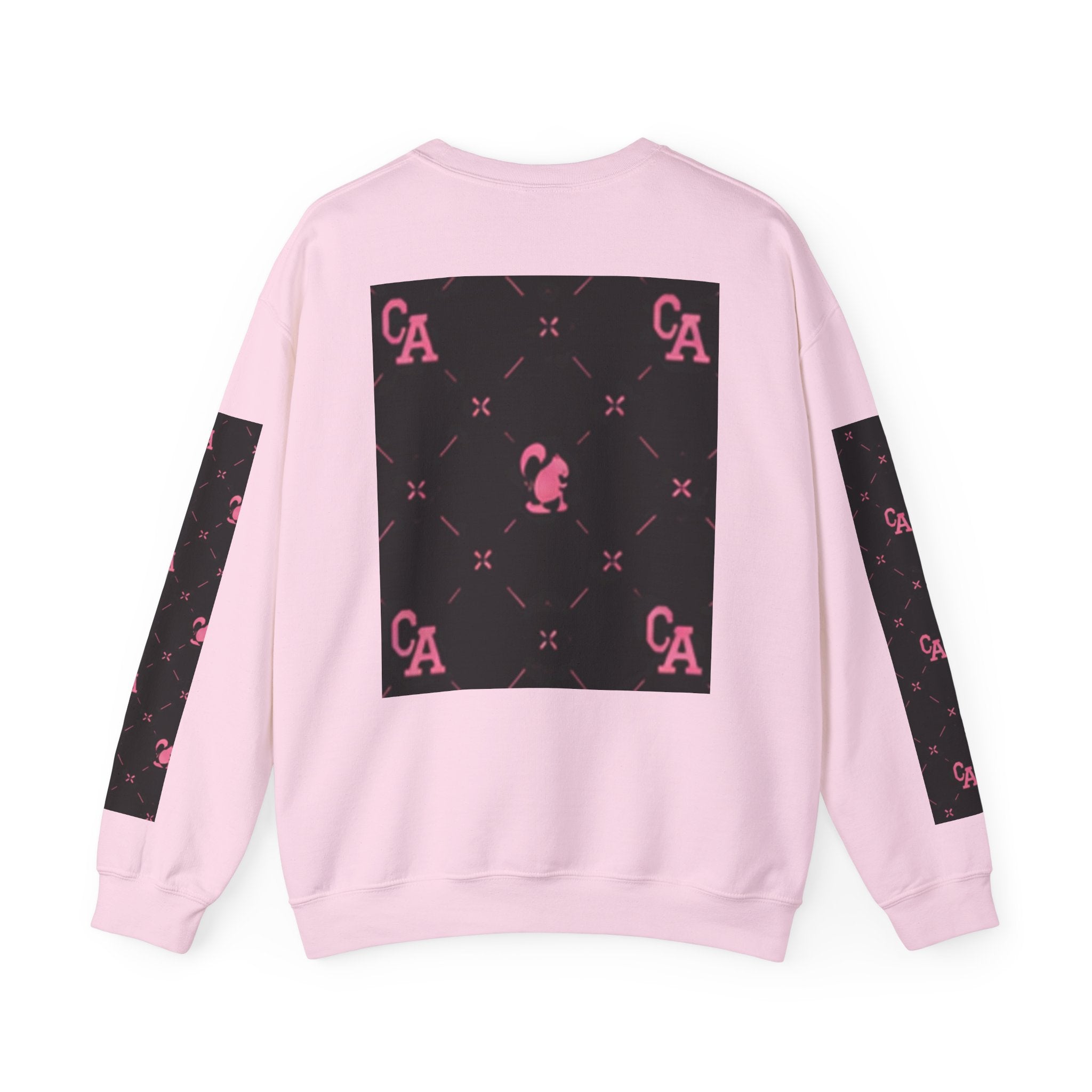 Crewneck Sweatshirt — Pink Monogram Block Print on Black