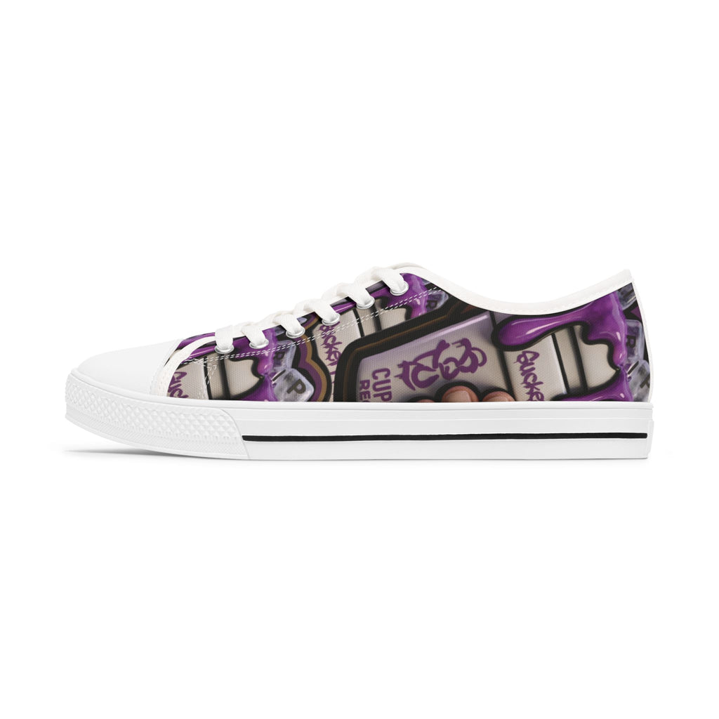 Low Top Sneakers — Purple Cupcake Pattern Casual Shoes
