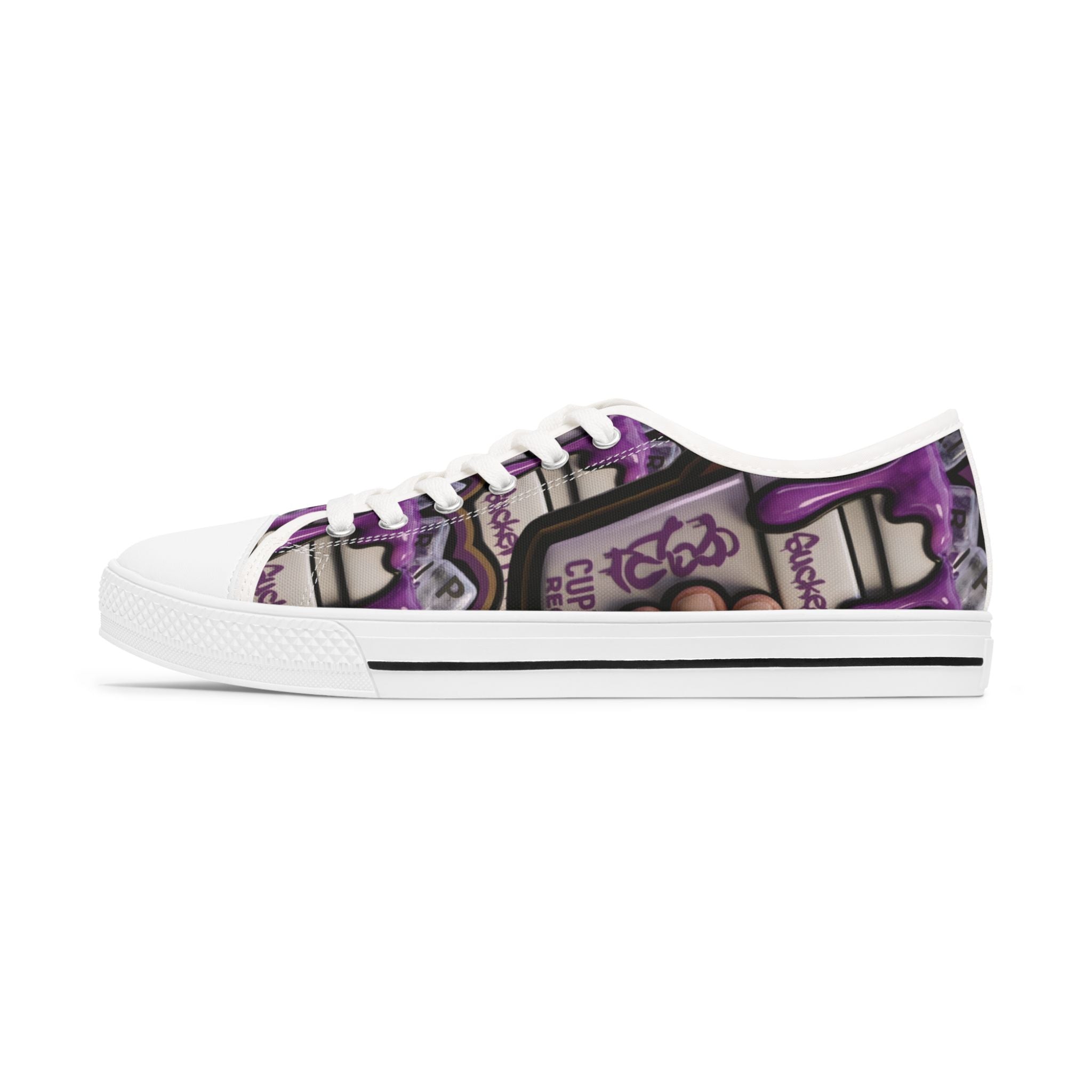 Low Top Sneakers — Purple Cupcake Pattern Casual Shoes
