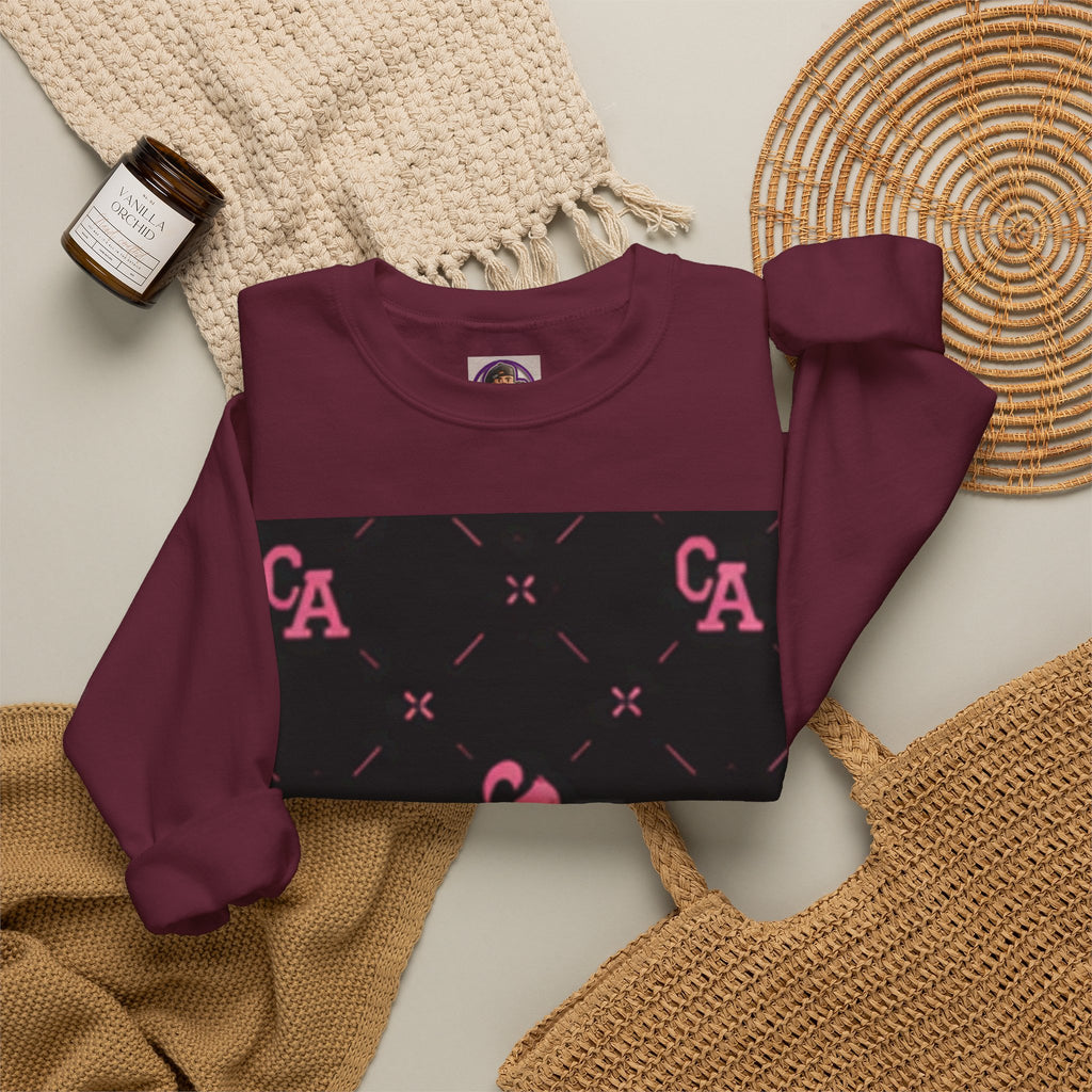 Crewneck Sweatshirt — Pink Monogram Block Print on Black