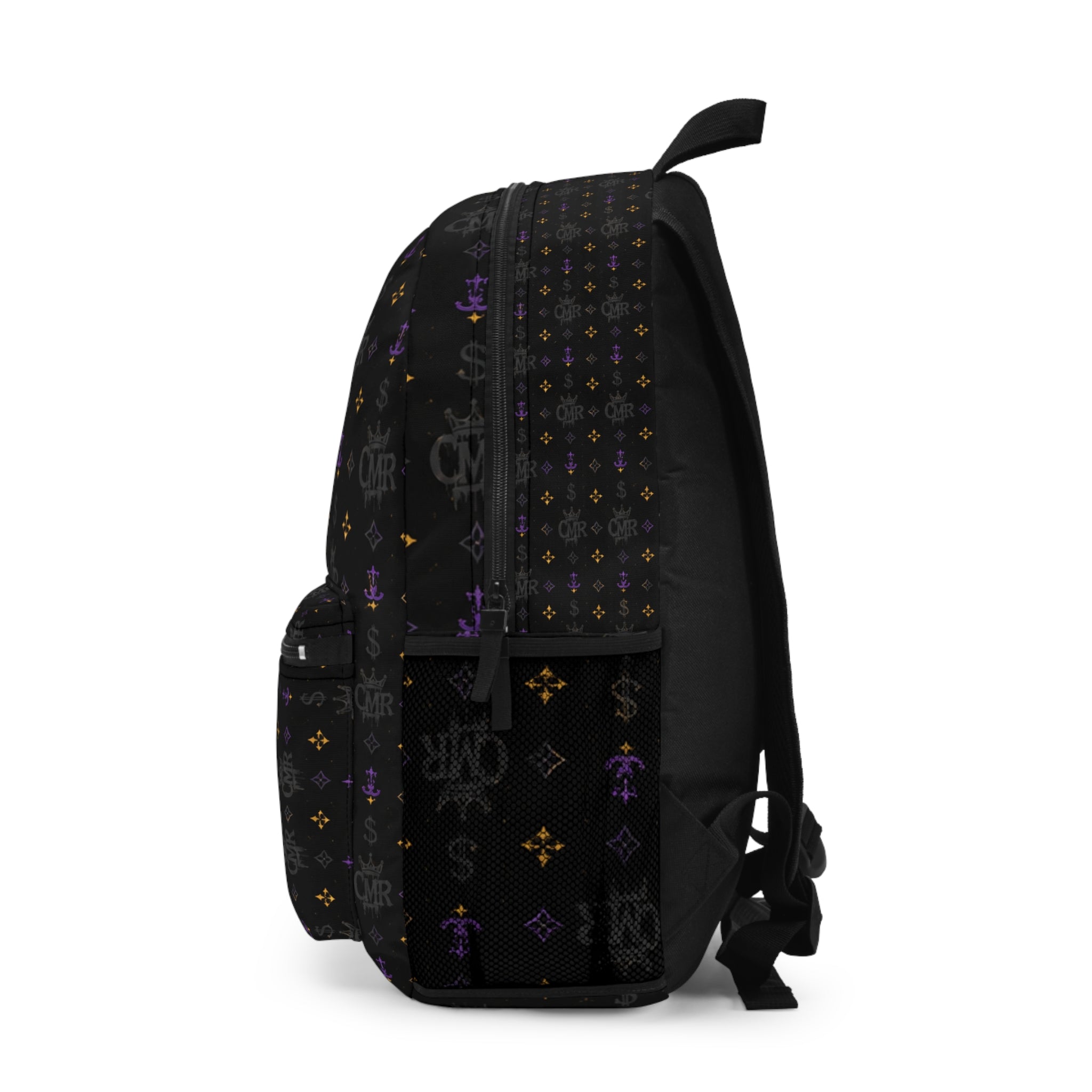 Monogram Noir Pattern Backpack — Black Luxe Floral & Anchor Print