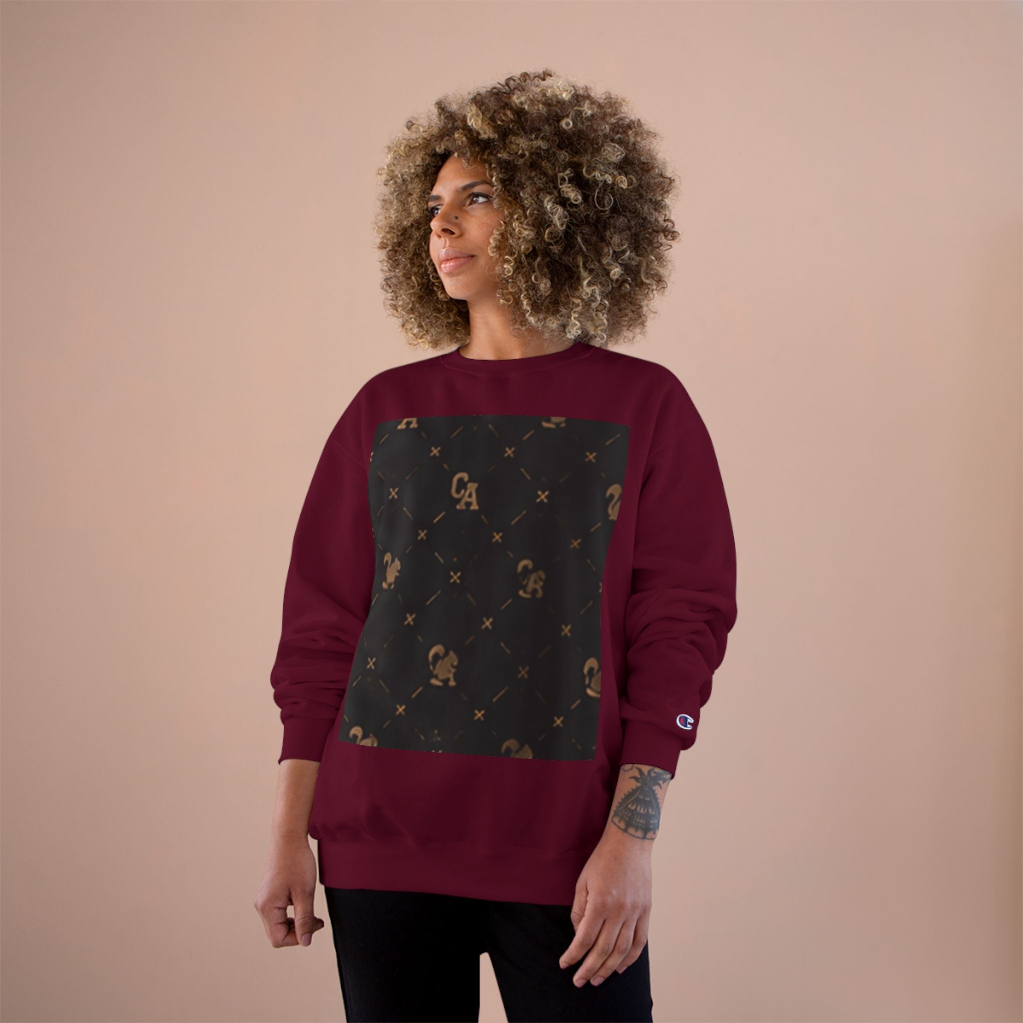 Champion Sweatshirt — Subtle Rust Fleck Square Graphic Crewneck
