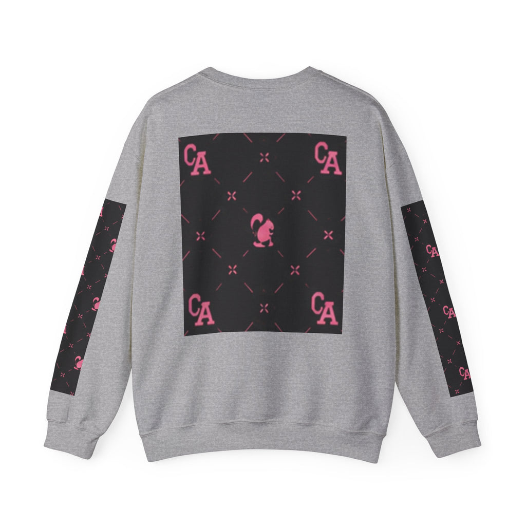 Crewneck Sweatshirt — Pink Monogram Block Print on Black