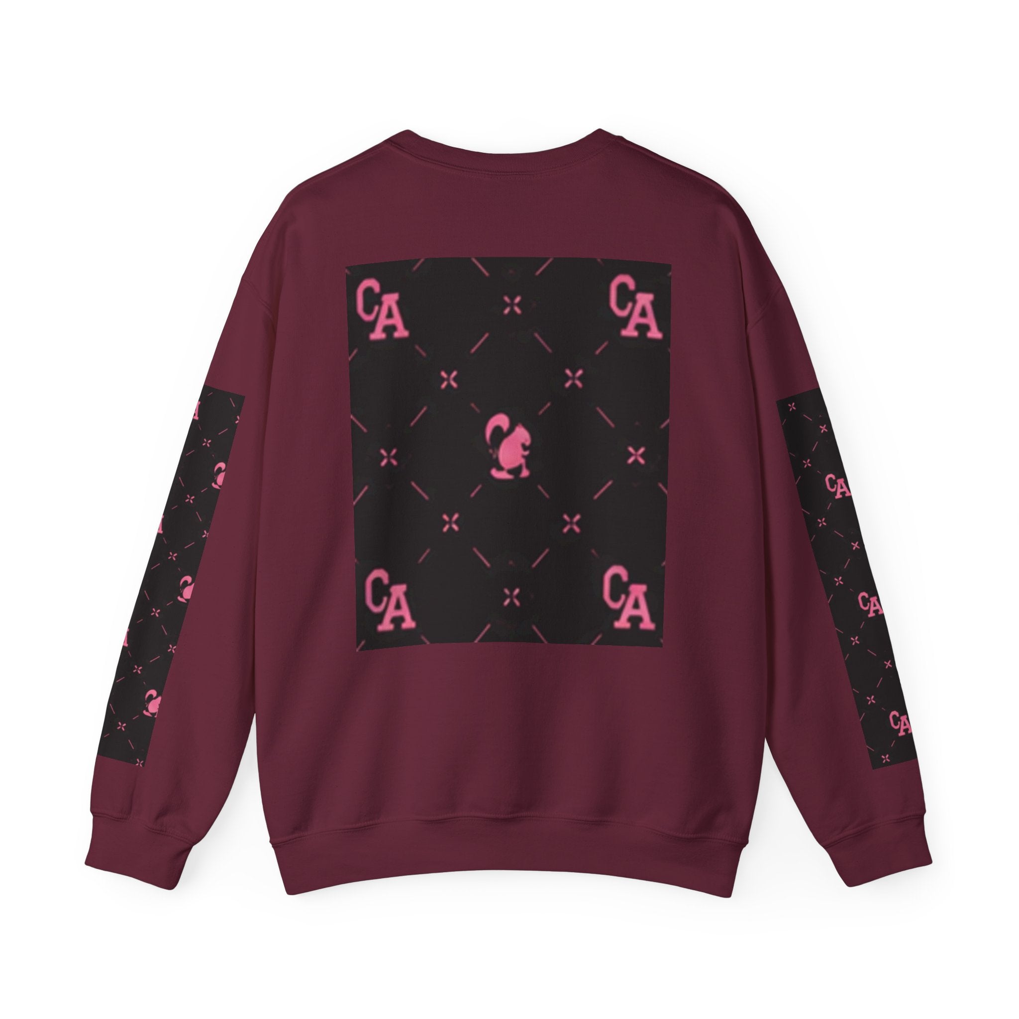 Crewneck Sweatshirt — Pink Monogram Block Print on Black