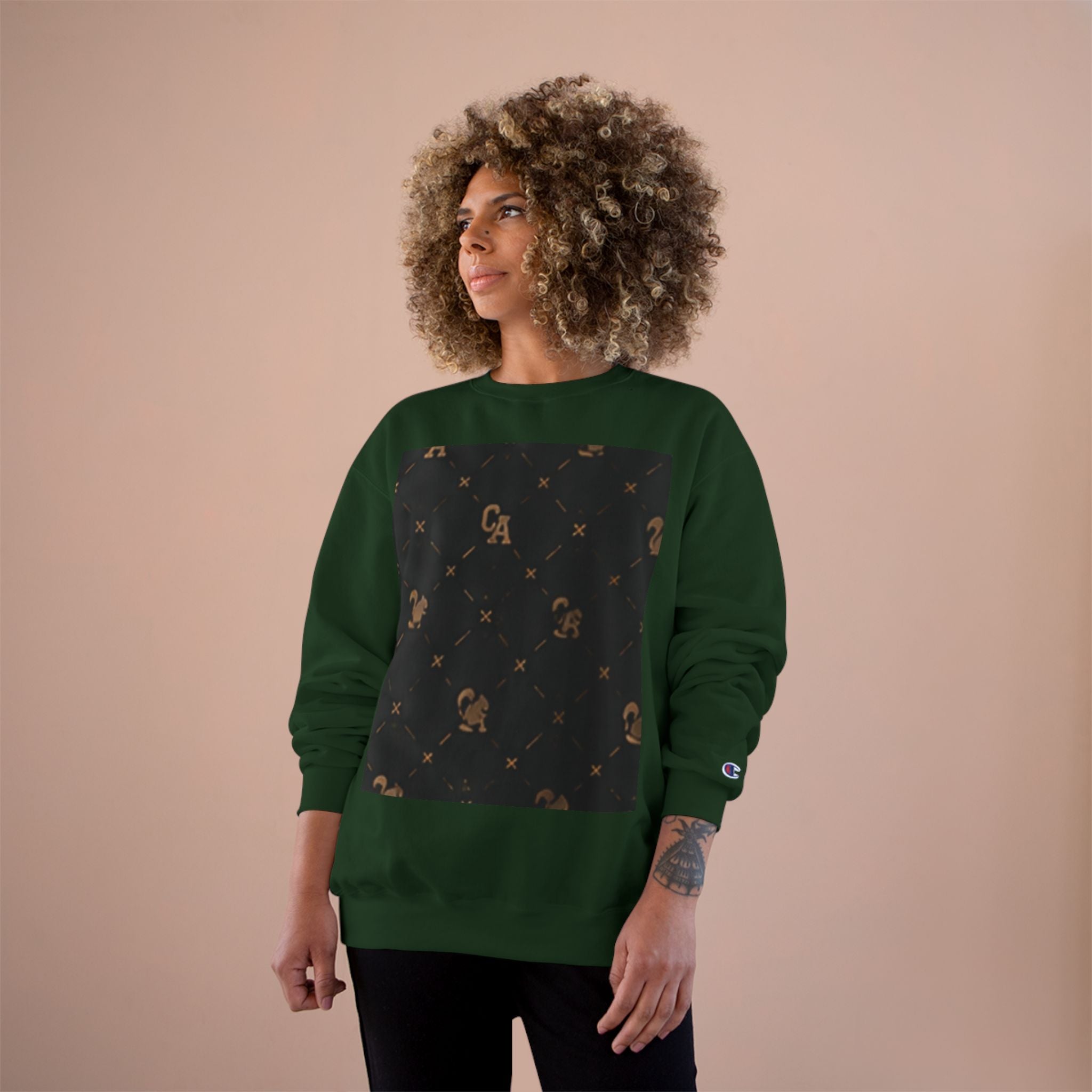 Champion Sweatshirt — Subtle Rust Fleck Square Graphic Crewneck