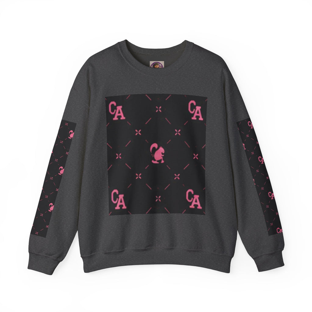Crewneck Sweatshirt — Pink Monogram Block Print on Black