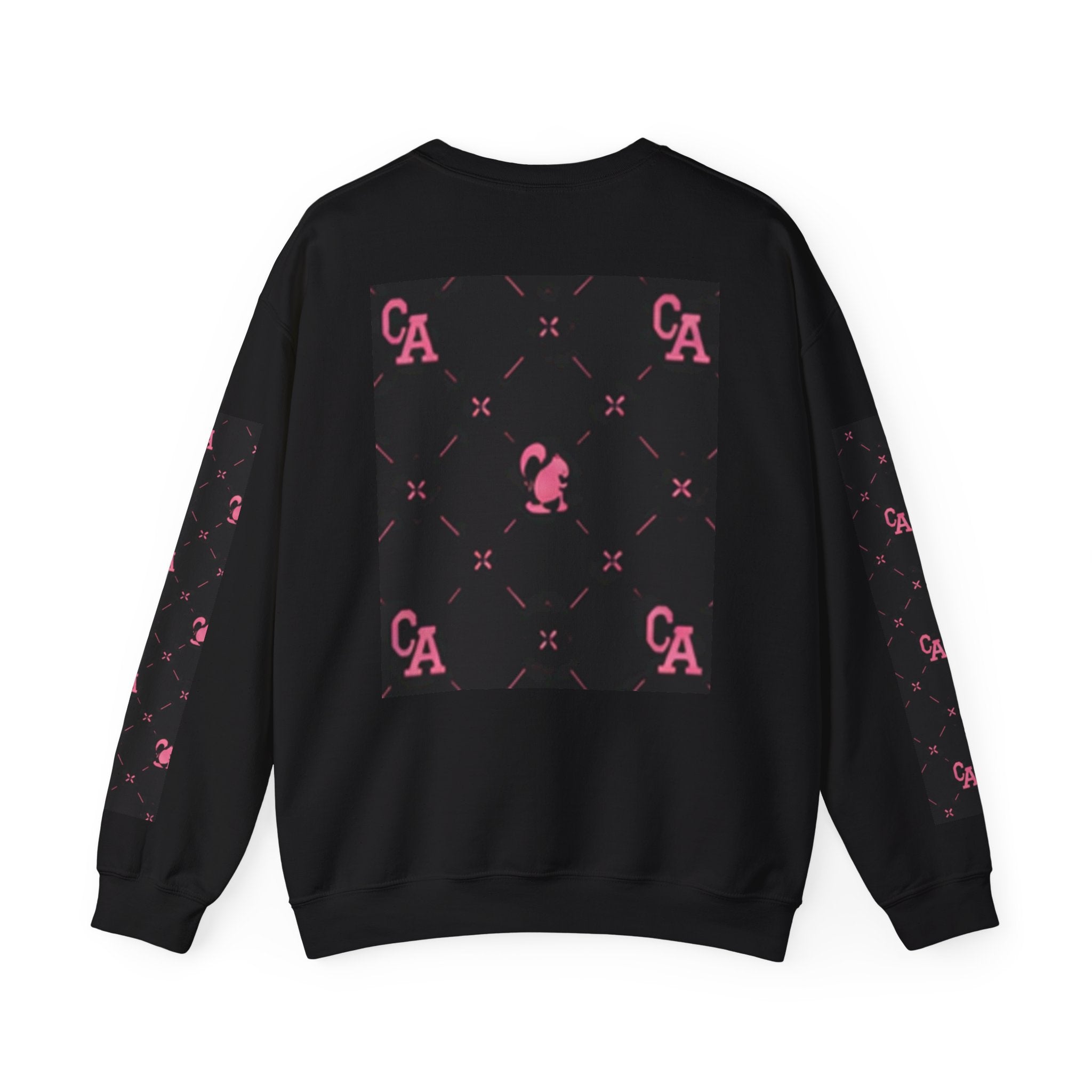 Crewneck Sweatshirt — Pink Monogram Block Print on Black