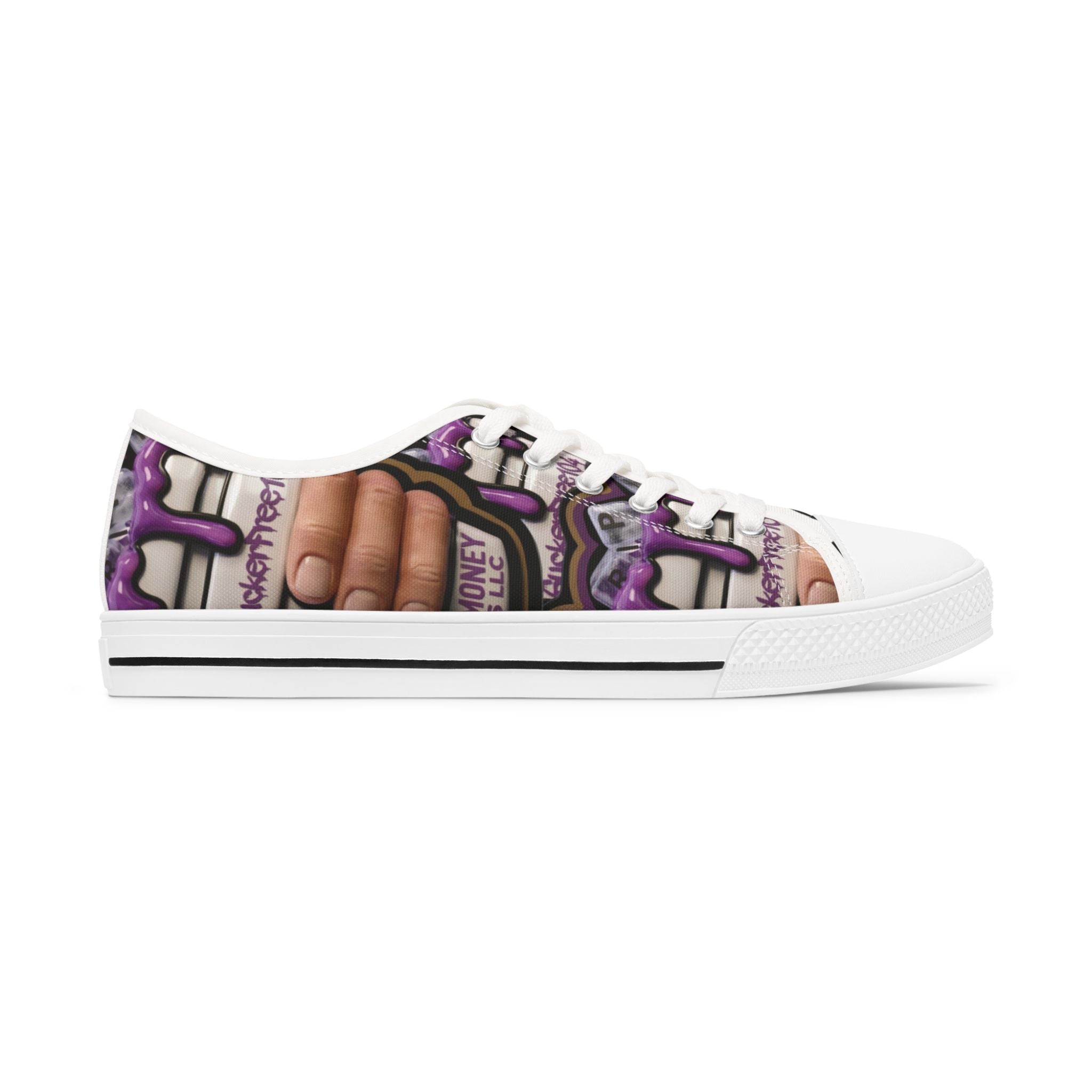 Low Top Sneakers — Purple Cupcake Pattern Casual Shoes