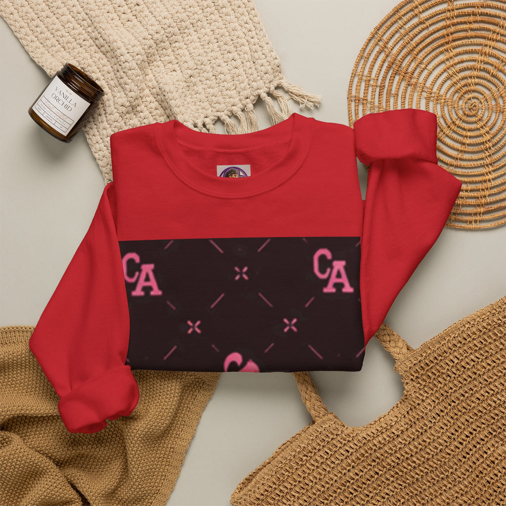 Crewneck Sweatshirt — Pink Monogram Block Print on Black