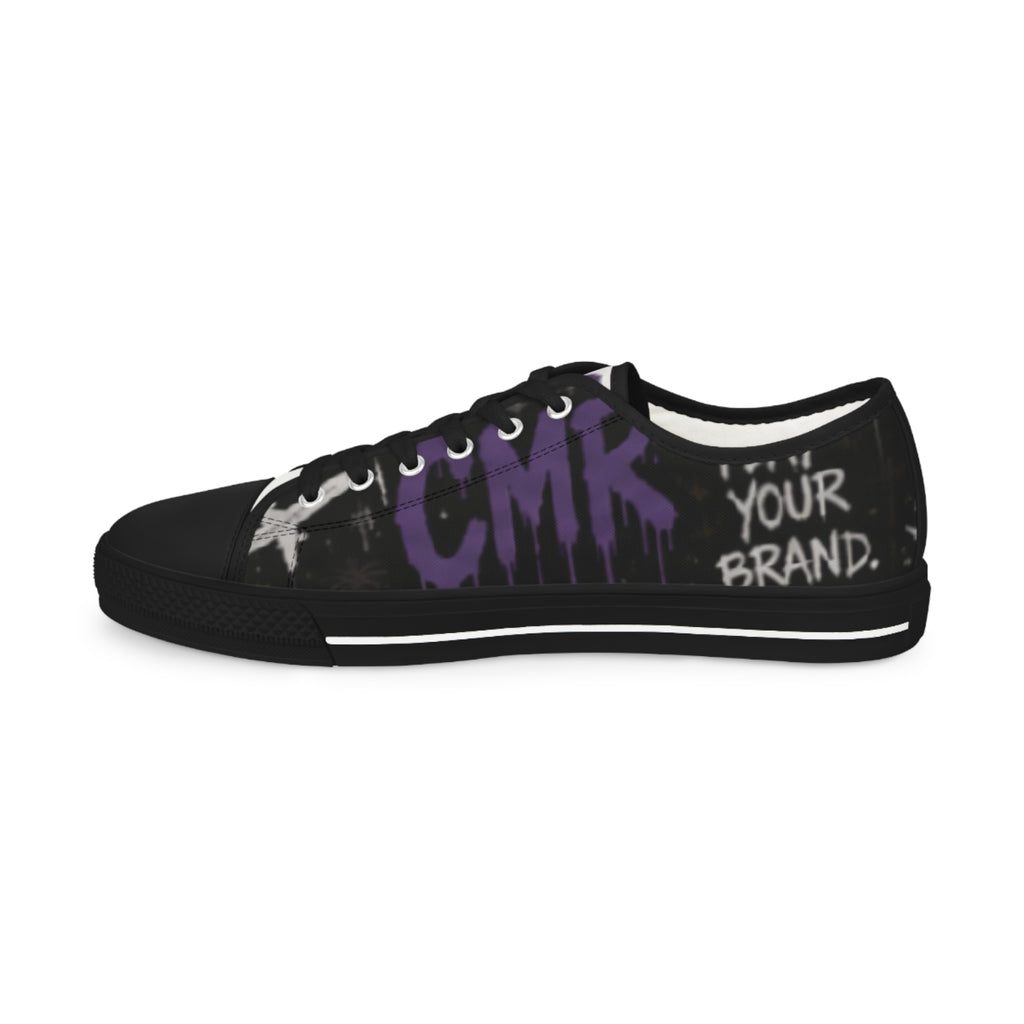 Graffiti Purple Black Men's Low Top Sneakers — Urban Street Style Shoes
