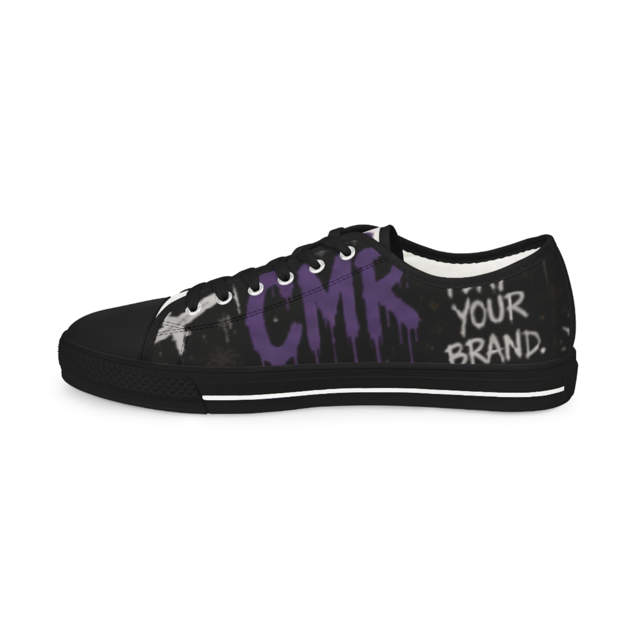 Graffiti Purple Black Men's Low Top Sneakers — Urban Street Style Shoes
